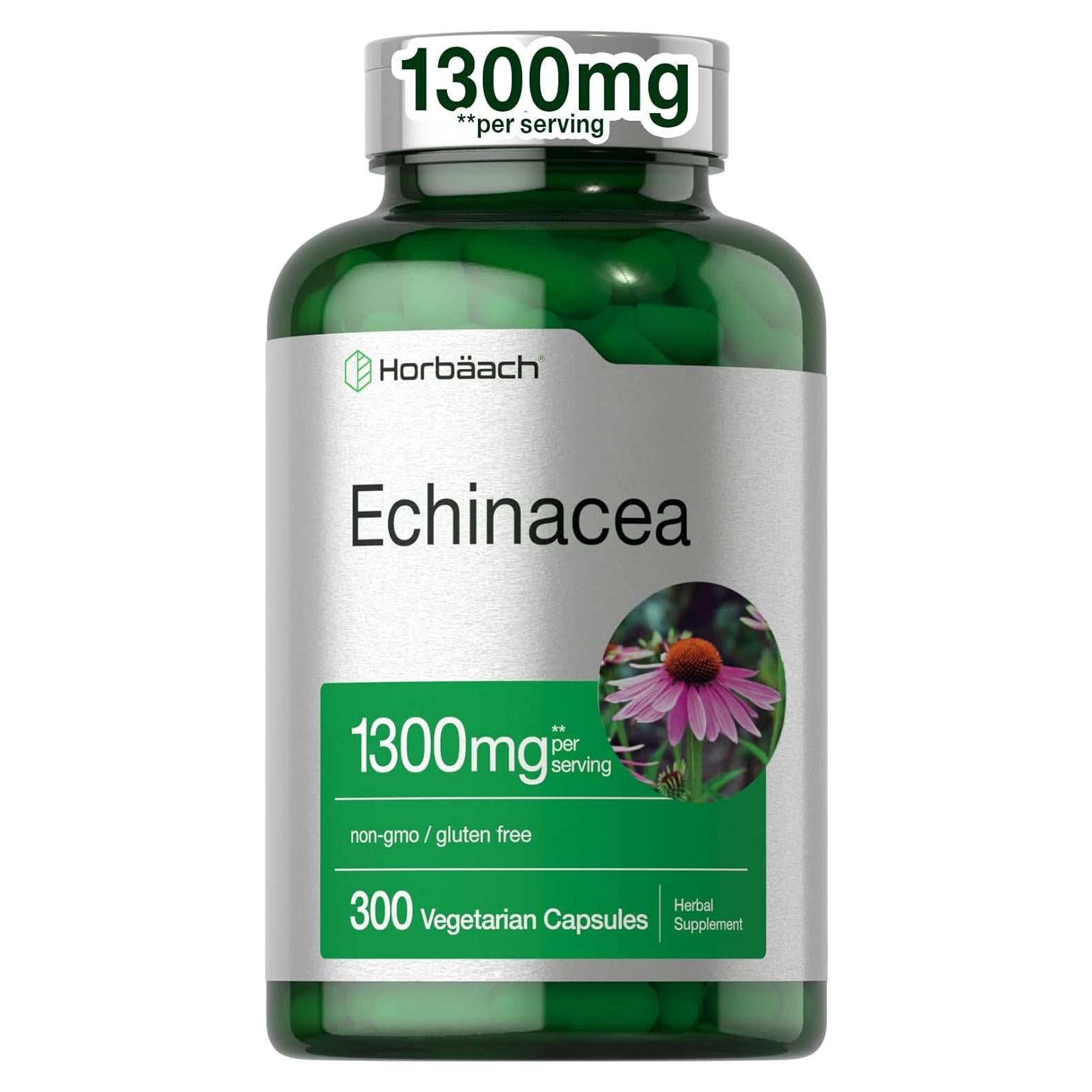Cápsulas de Echinacea Horbaach 1300mg - 300 Unidades Veganas