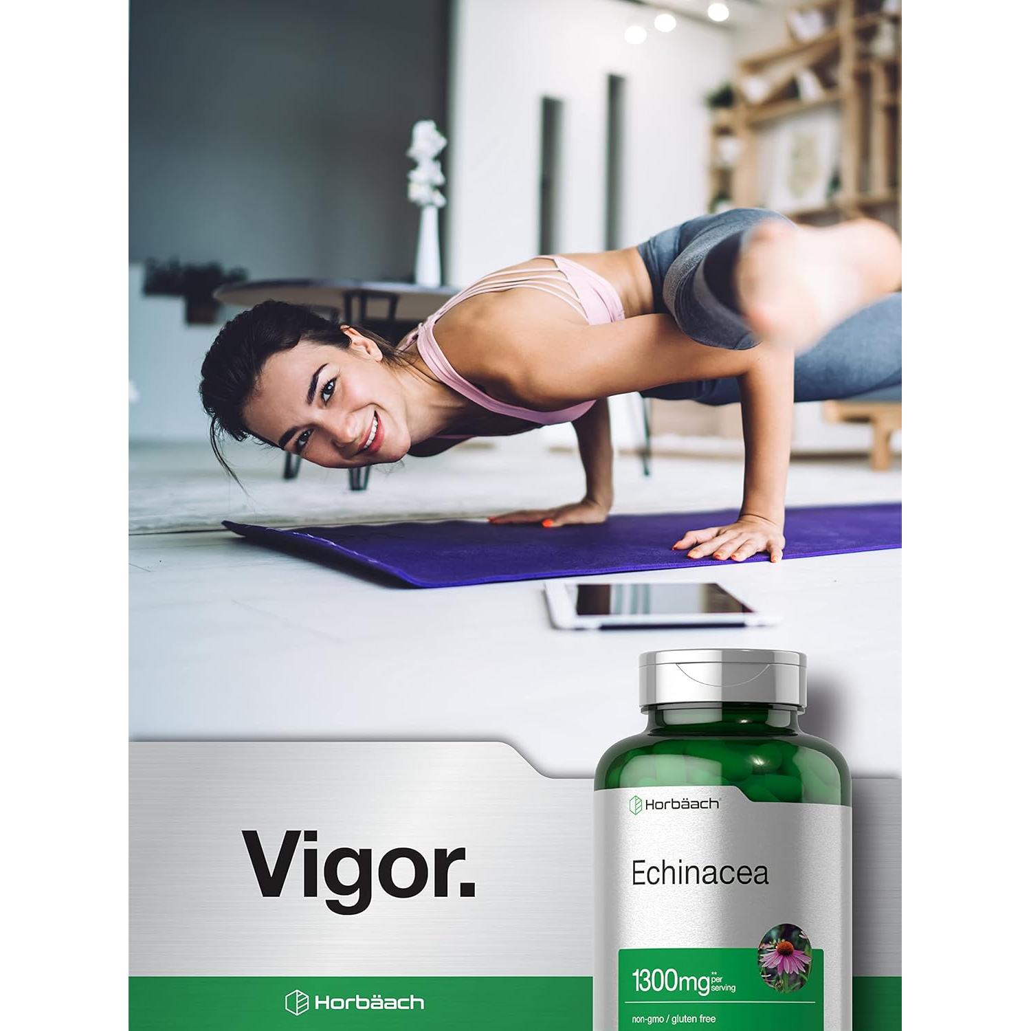 Cápsulas de Echinacea Horbaach 1300mg - 300 Unidades Veganas