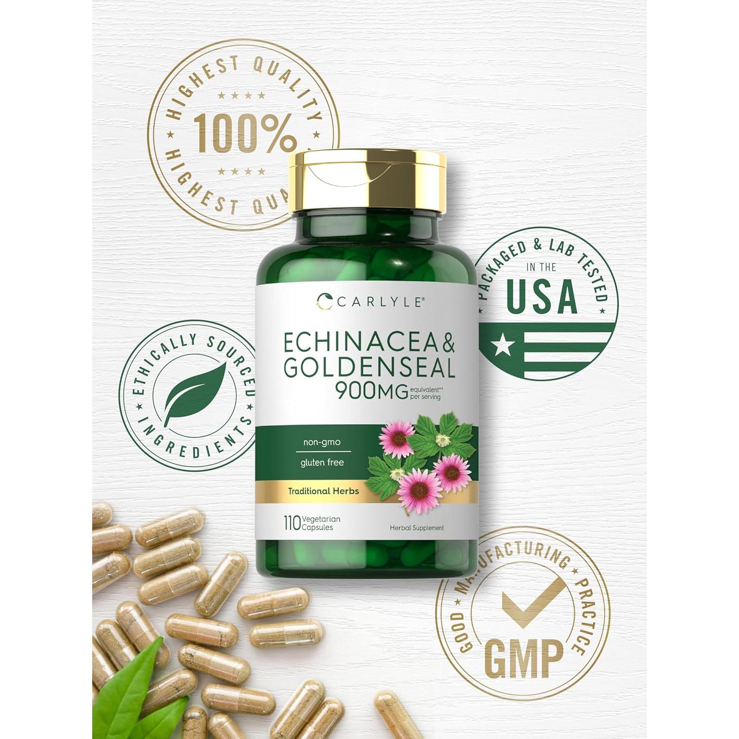 Cápsulas de Echinacea y Goldenseal Carlyle 900mg 110 Unidades