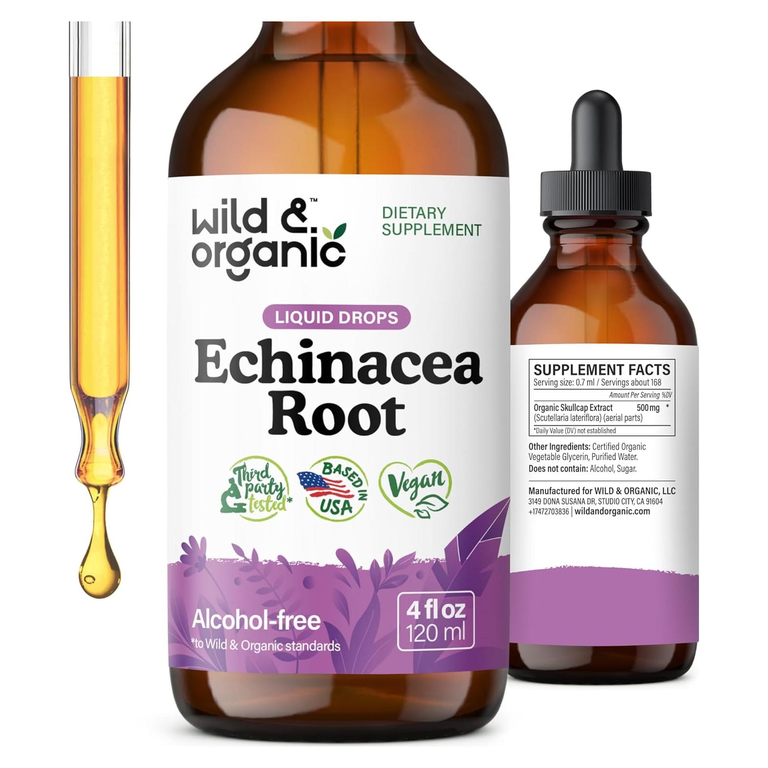 Gotas de Equinácea Silvestre y Orgánica 118 ml - Suplemento Inmunológico