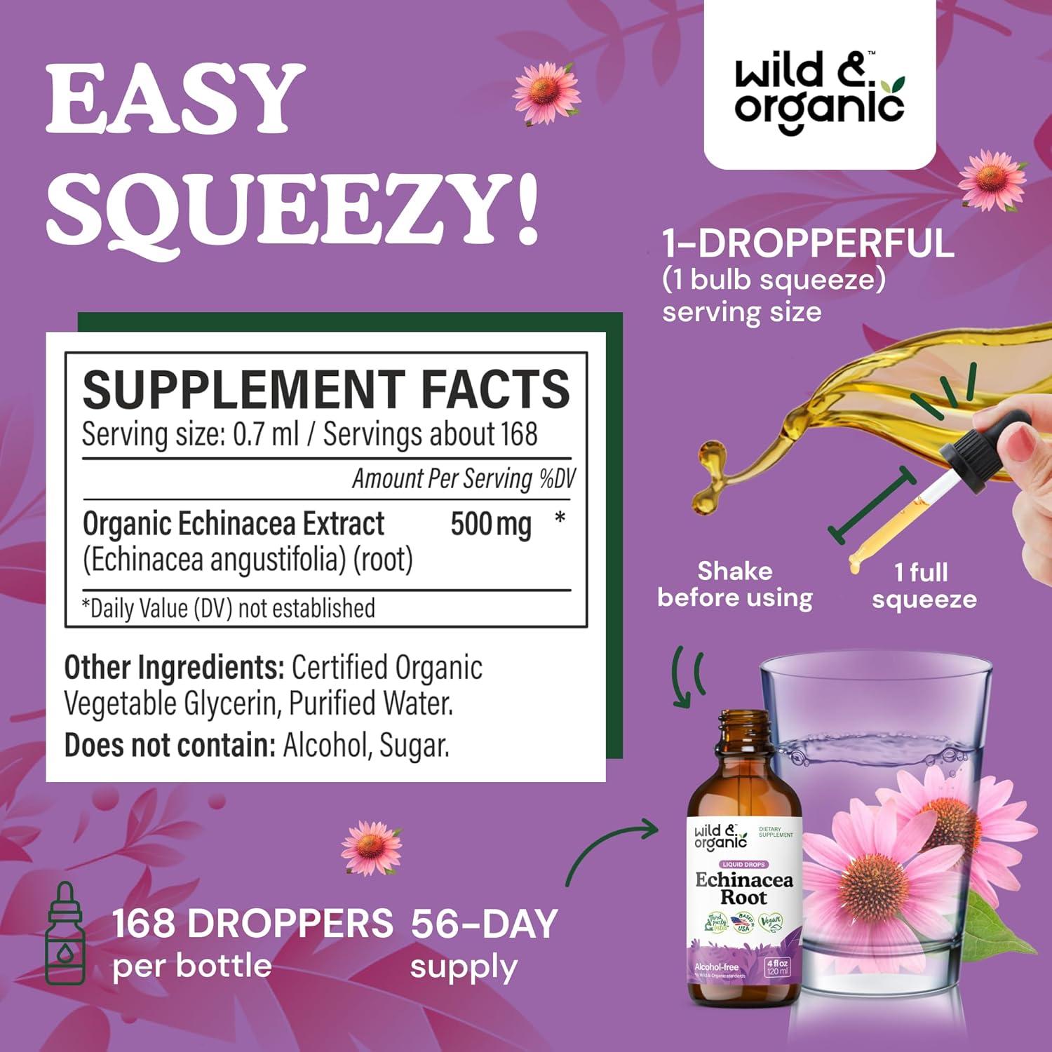 Gotas de Equinácea Silvestre y Orgánica 118 ml - Suplemento Inmunológico