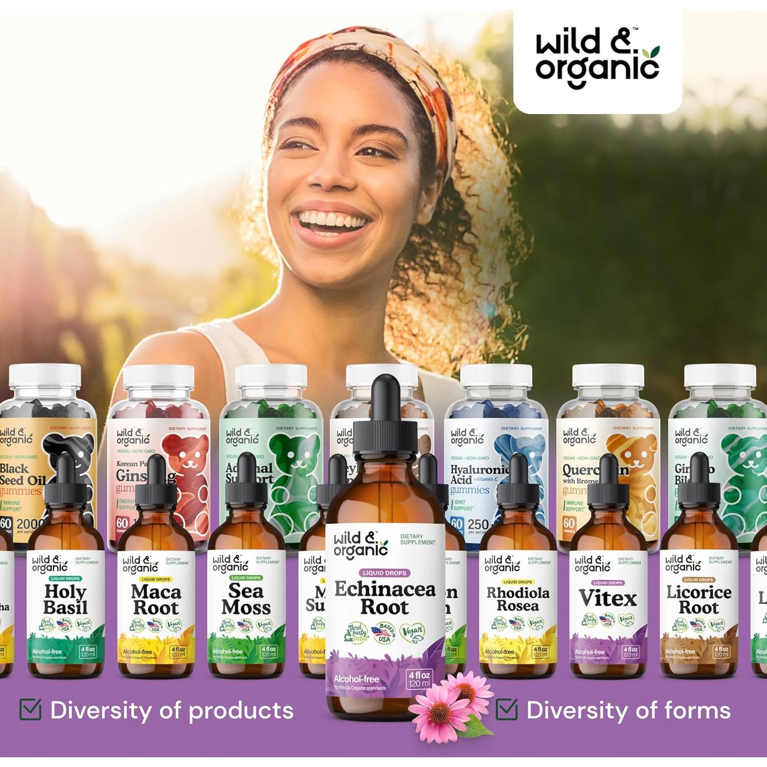 Gotas de Equinácea Silvestre y Orgánica 118 ml - Suplemento Inmunológico