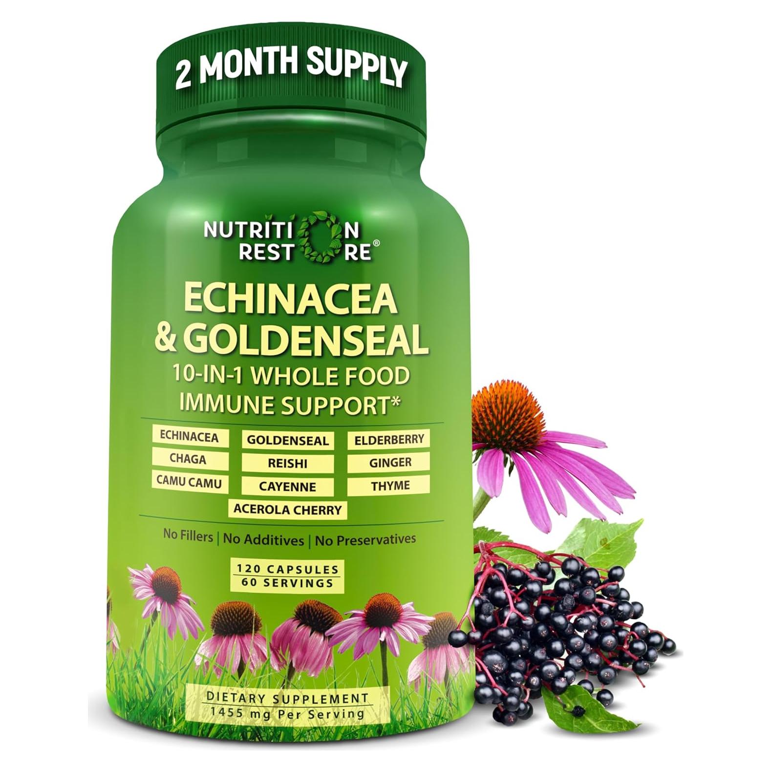 Cápsulas de Echinacea Goldenseal Nutrition Restore 120 Unidades