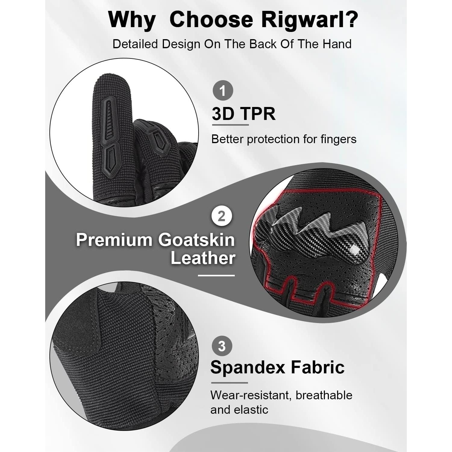 Guantes de Motocicleta RIGWARL 114 Negro XXL Antideslizantes