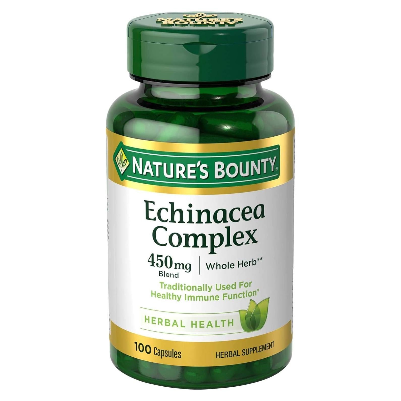 Suplemento Herbal Equinácea Nature's Bounty 450 mg 100 Cápsulas