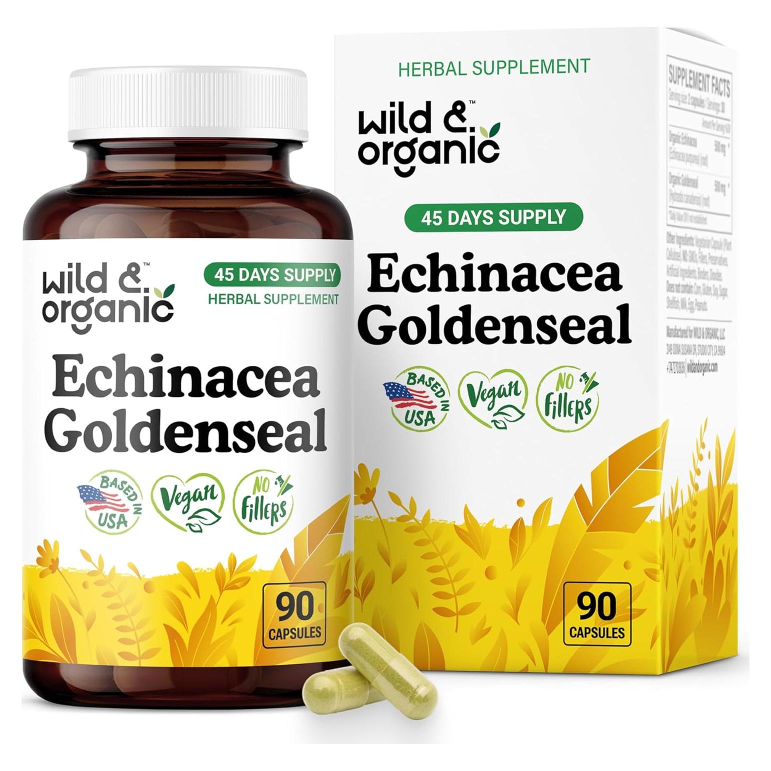 Cápsulas de Echinacea y Goldenseal Orgánico 90 Unidades - Soporte Inmunológico