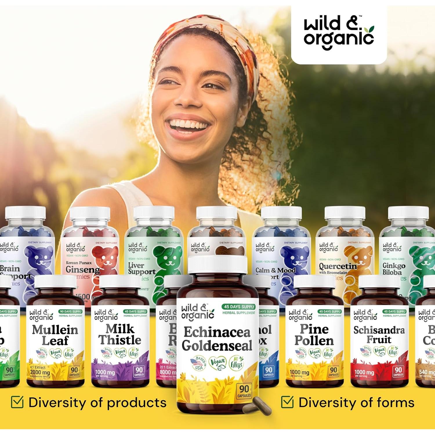 Cápsulas de Echinacea y Goldenseal Orgánico 90 Unidades - Soporte Inmunológico