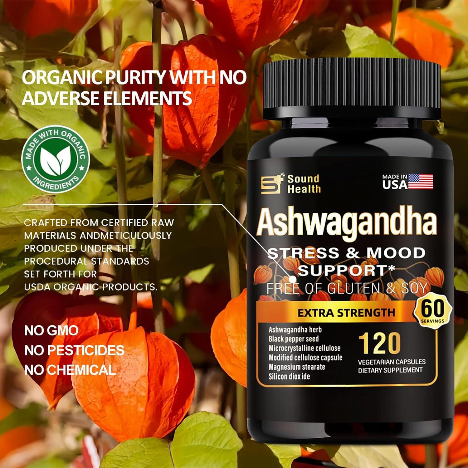 Cápsulas de Ashwagandha Orgánica SoundHealth 7000mg 120 Unidades