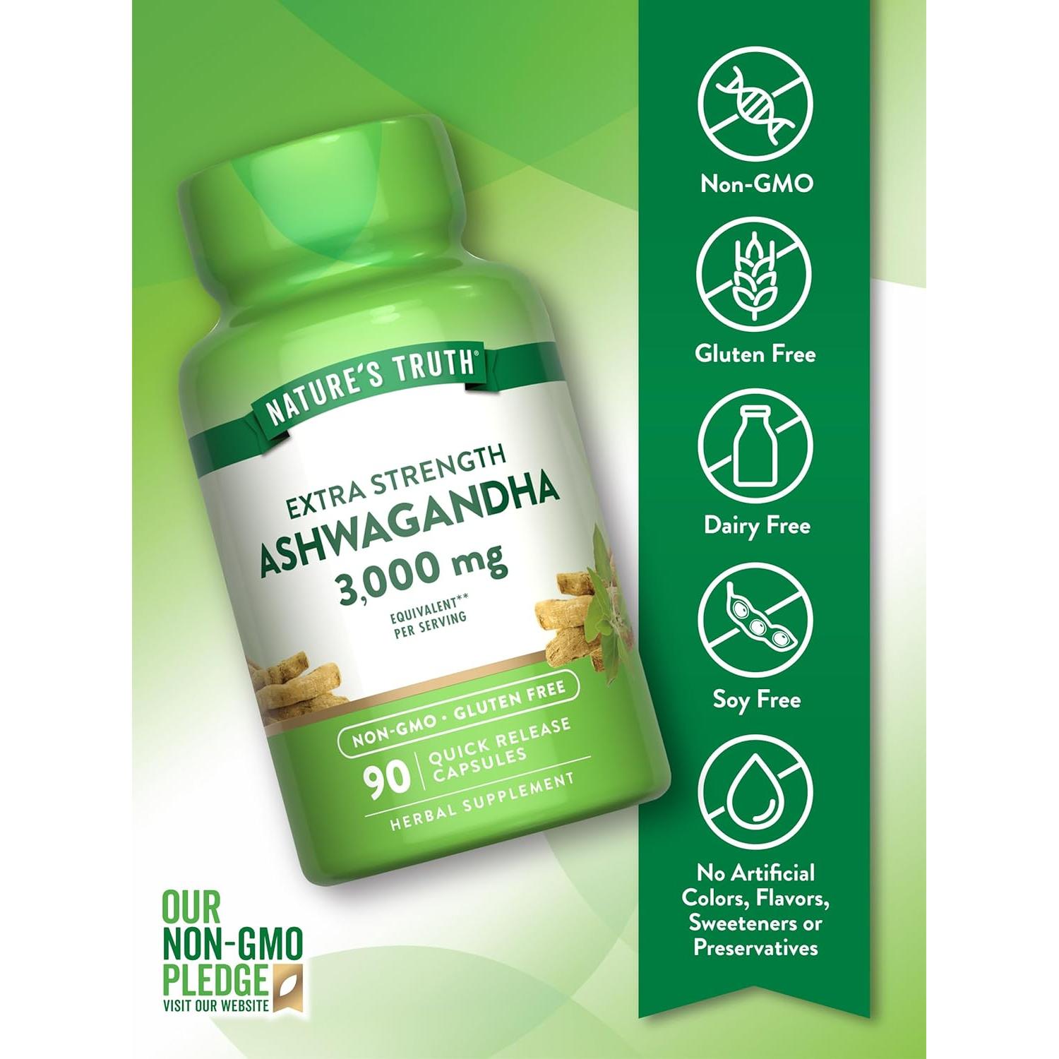 Cápsulas de Ashwagandha Verdad de la Naturaleza 3000mg 90 Unidades