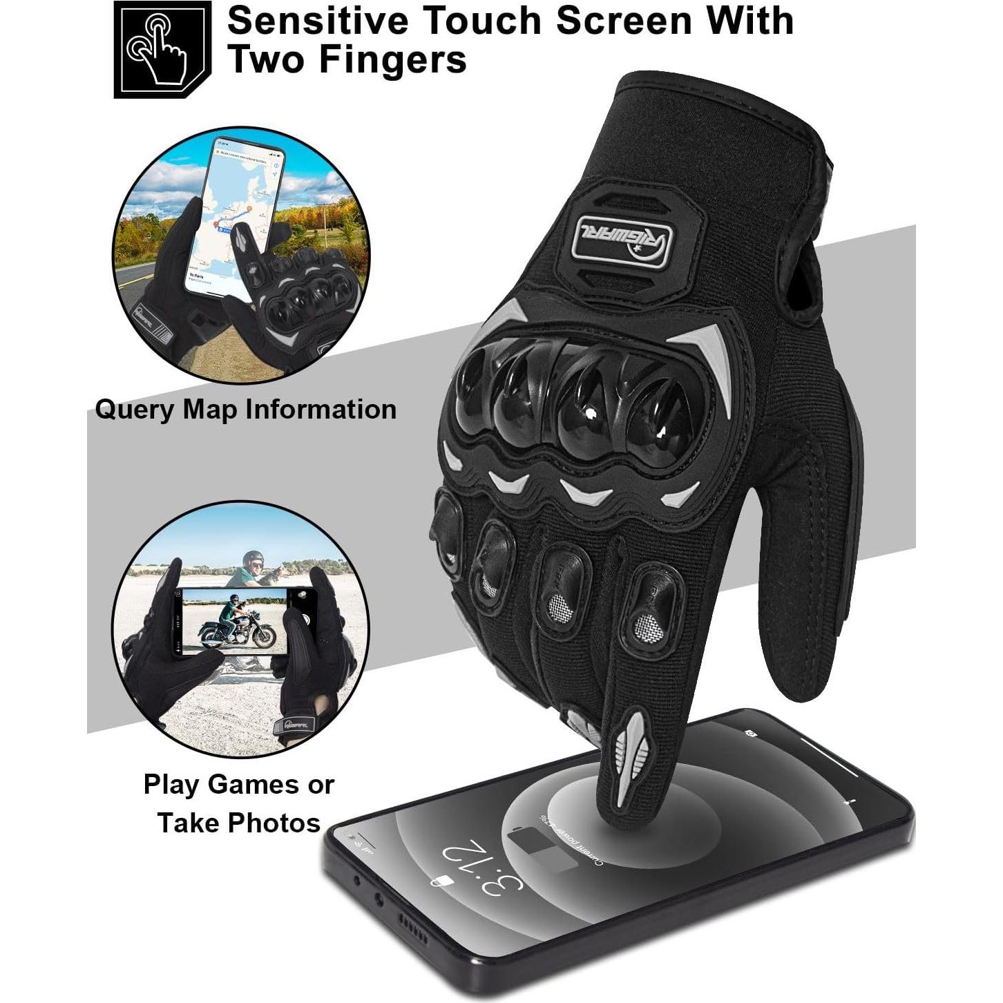 Guantes RIGWARL 114 Negro XXL para Motocicleta Táctiles