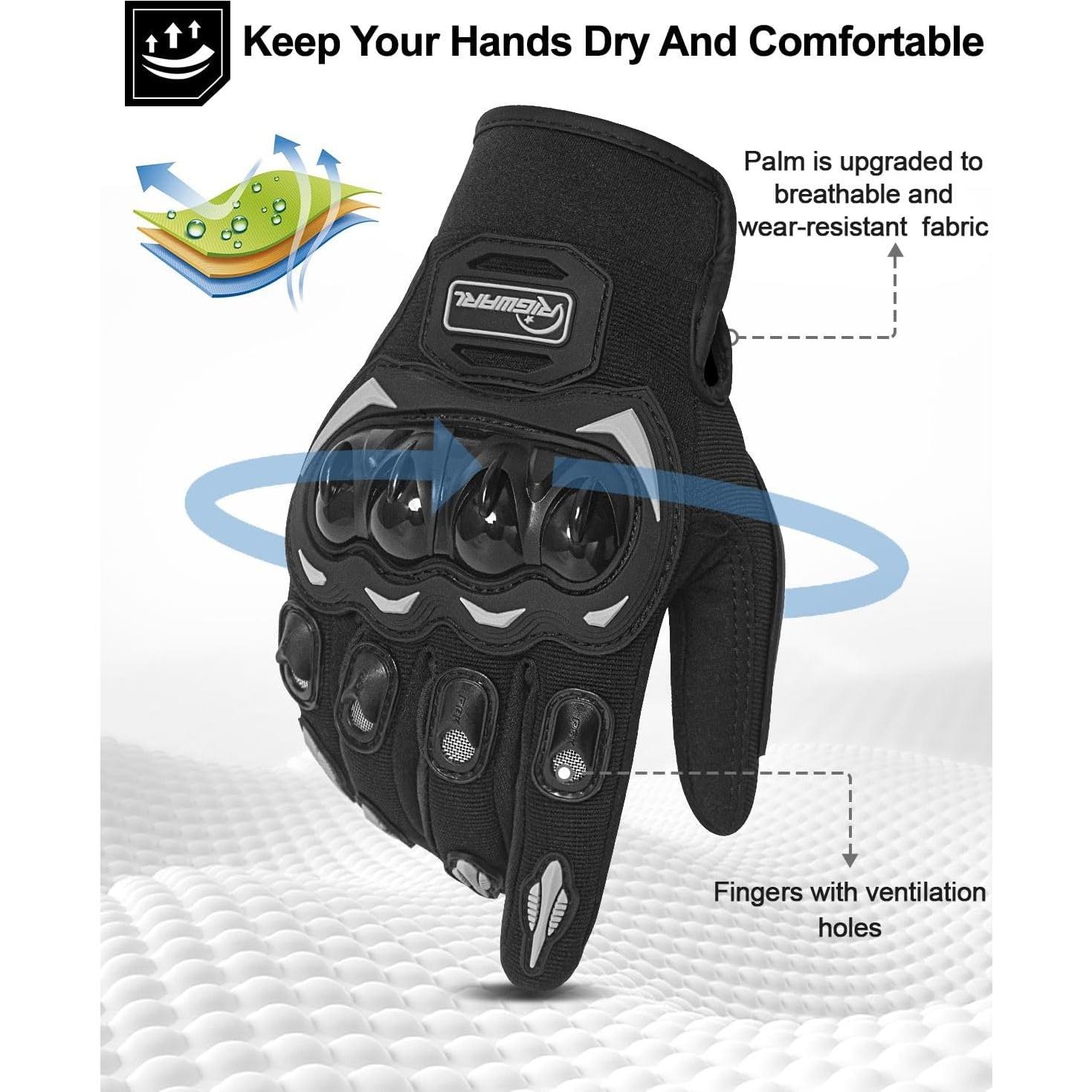 Guantes RIGWARL 114 Negro XXL para Motocicleta Táctiles