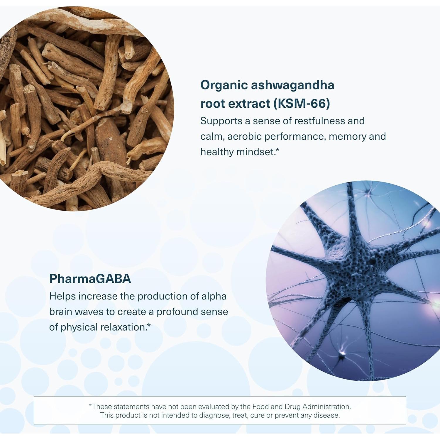 Suplemento Youtheory Ashwagandha + GABA 1000 mg - 60 Cápsulas