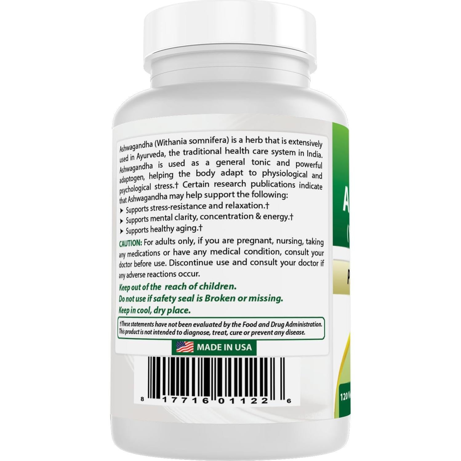 Cápsulas de Ashwagandha Mejores Naturales 500 mg 240 Unidades