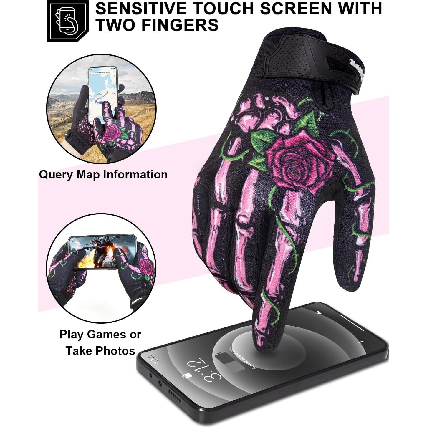 RIGWARL Touchscreen Non-Slip Skeleton Motorcycle Gloves for Men and Women, Joker Gloves for Cycling, Dirt Bike, Mountain Bike and Riding