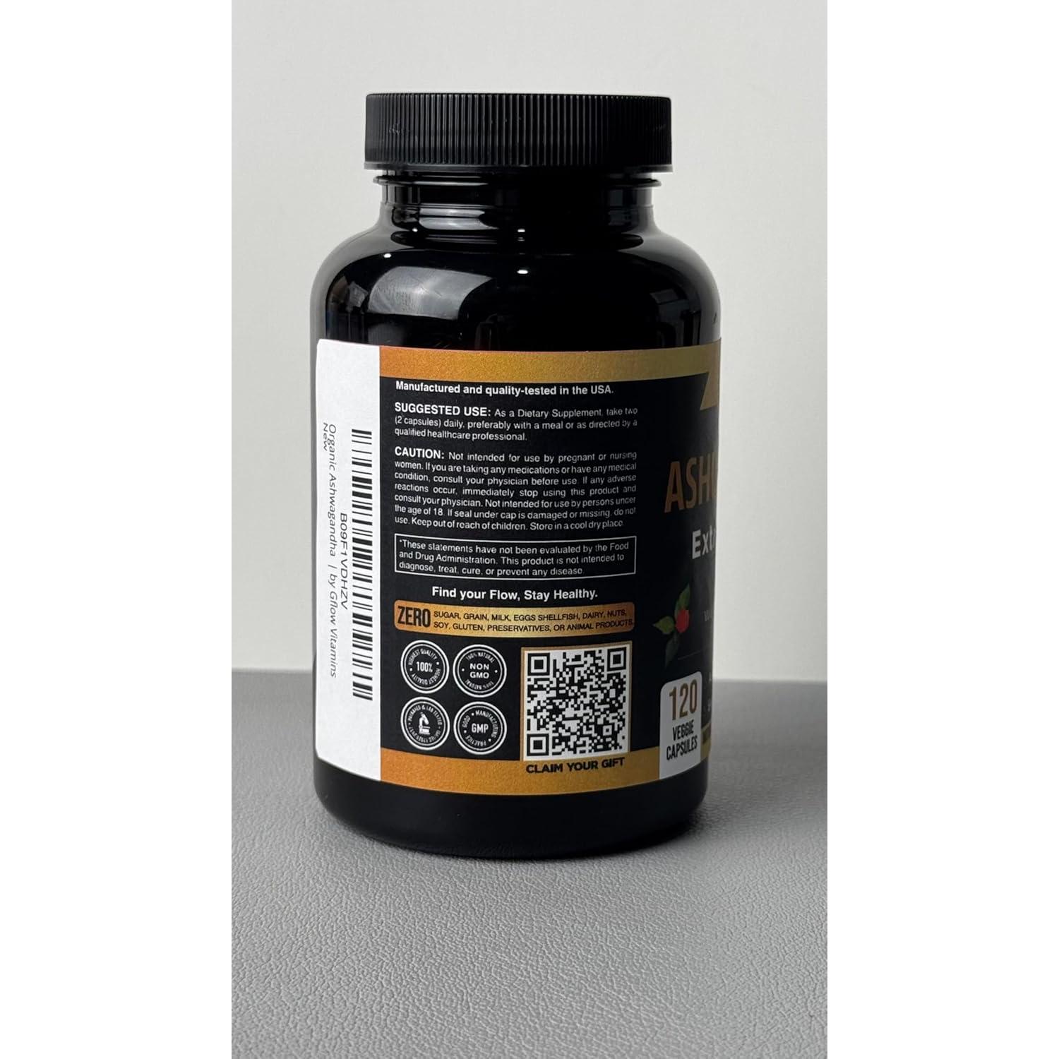 Suplemento de Ashwagandha Gflow 300 mg - 60 Cápsulas Veganas