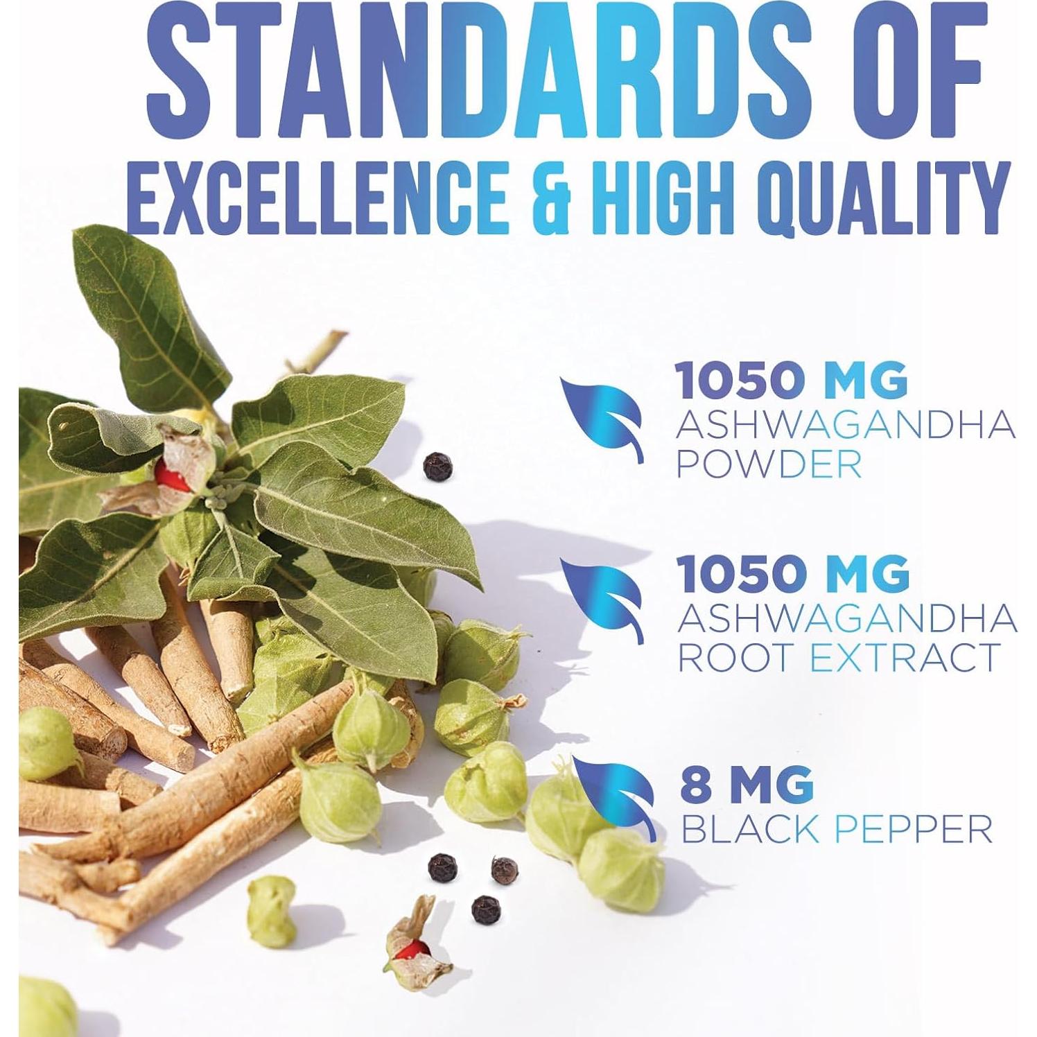 Suplemento de Ashwagandha 2100mg Health Nutrition Naturals - 120 Cápsulas Vegetarianas