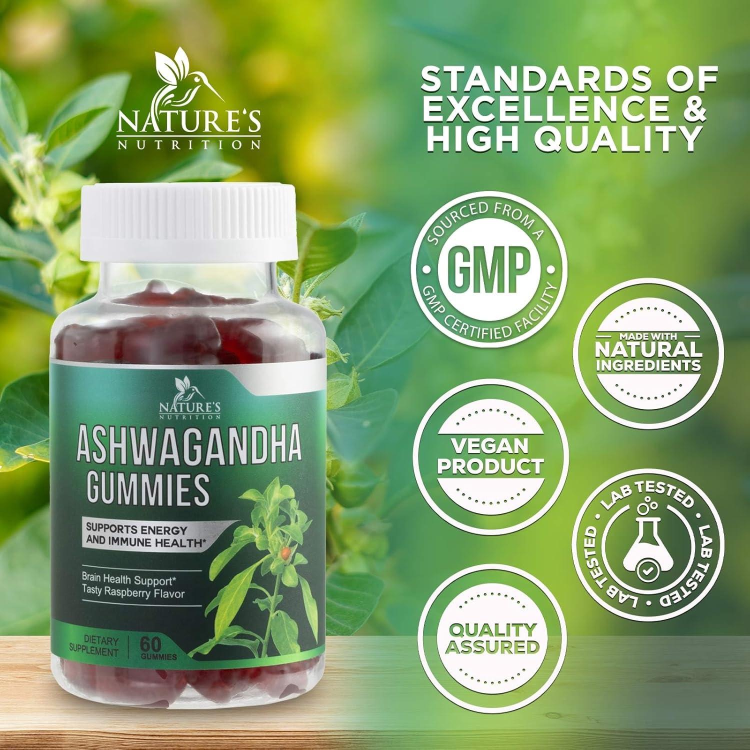 Gomitas de Ashwagandha Nature's Nutrition 3000mg Veganas 60 Unidades