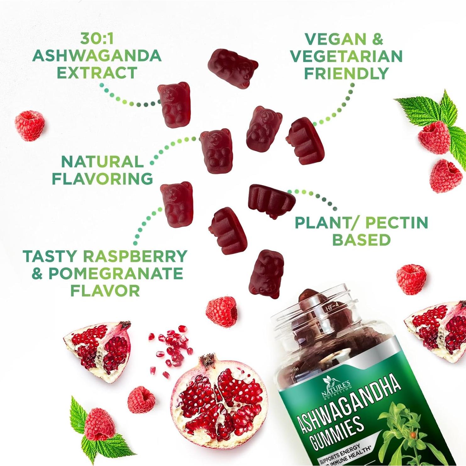 Gomitas de Ashwagandha Nature's Nutrition 3000mg Veganas 60 Unidades