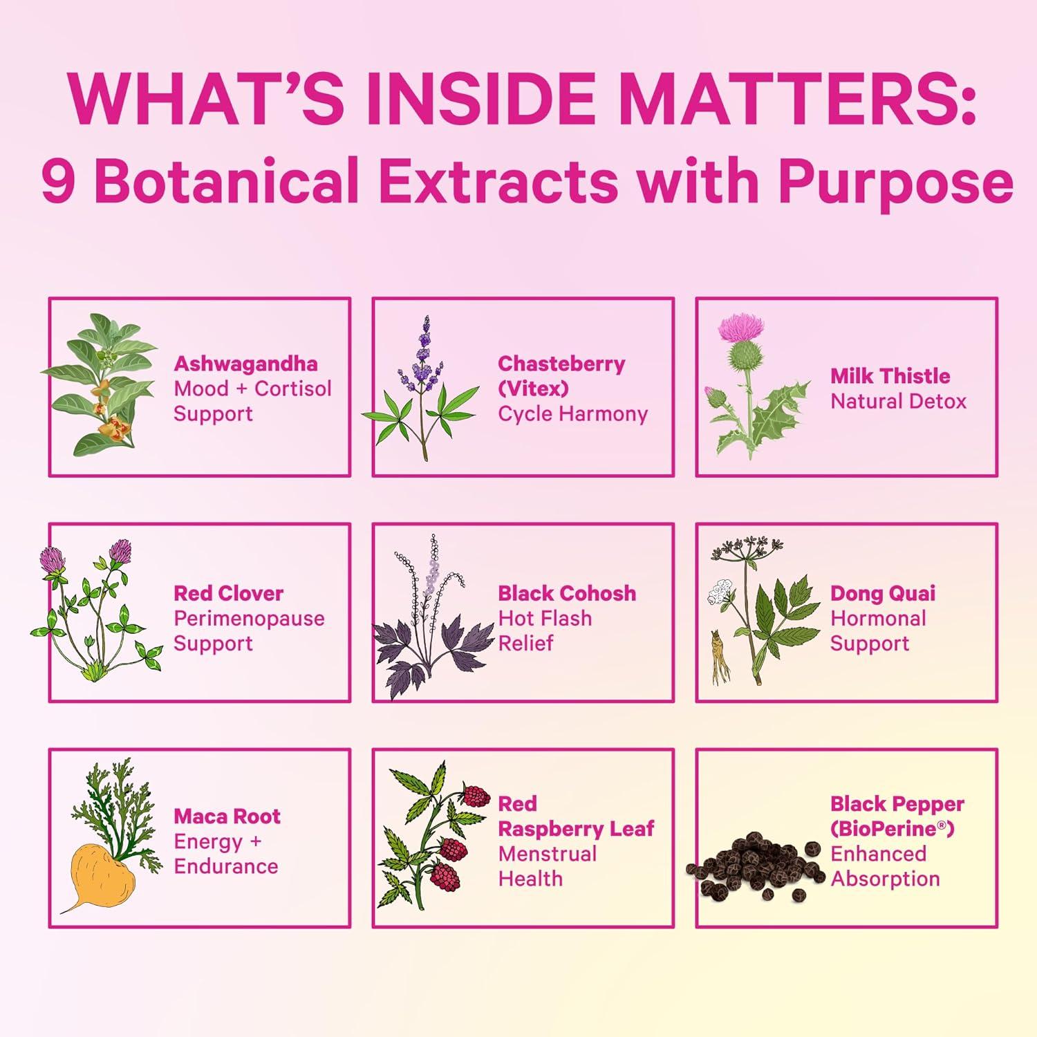 Suplemento Hormonal Pink Stork 60 Cápsulas Veganas - Ashwagandha, Maca, Cohosh Negro