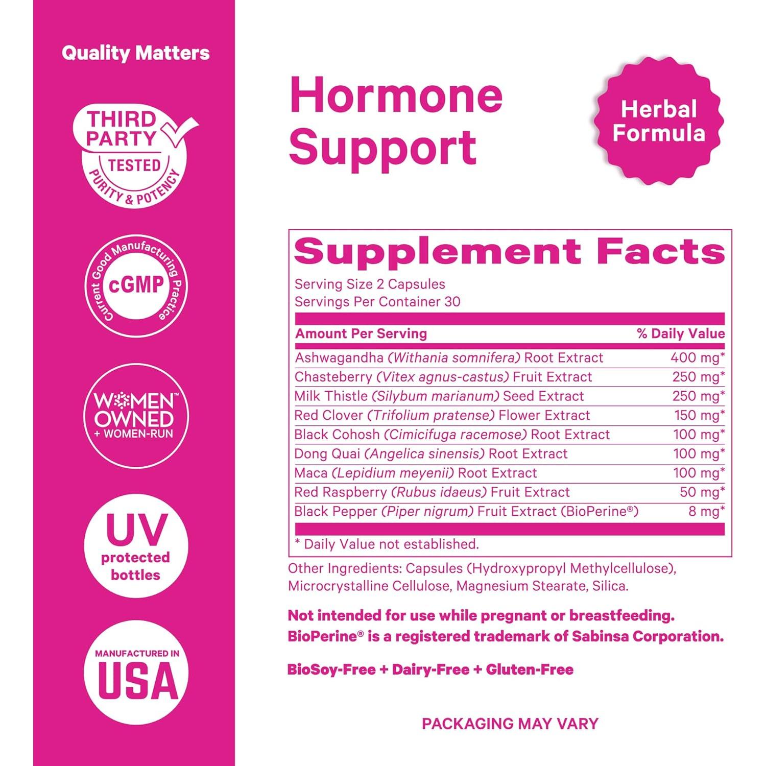 Suplemento Hormonal Pink Stork 60 Cápsulas Veganas - Ashwagandha, Maca, Cohosh Negro