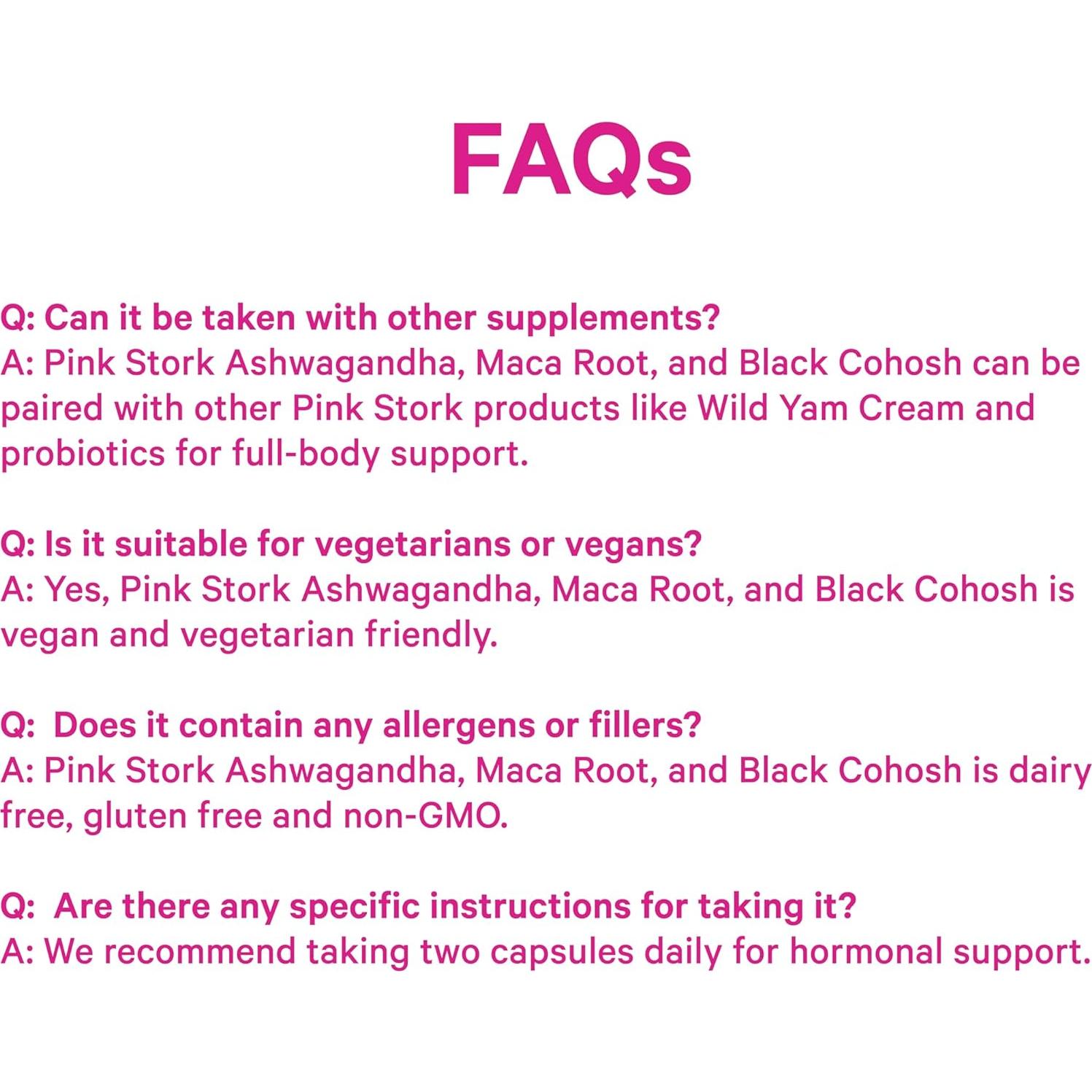 Suplemento Hormonal Pink Stork 60 Cápsulas Veganas - Ashwagandha, Maca, Cohosh Negro