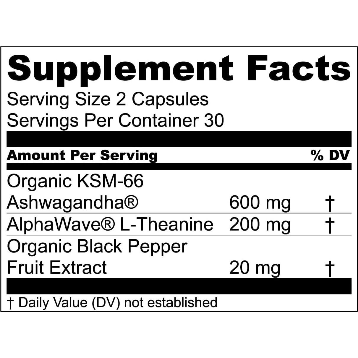 Suplemento de Ashwagandha KSM-66 Live Conscious 60 Cápsulas