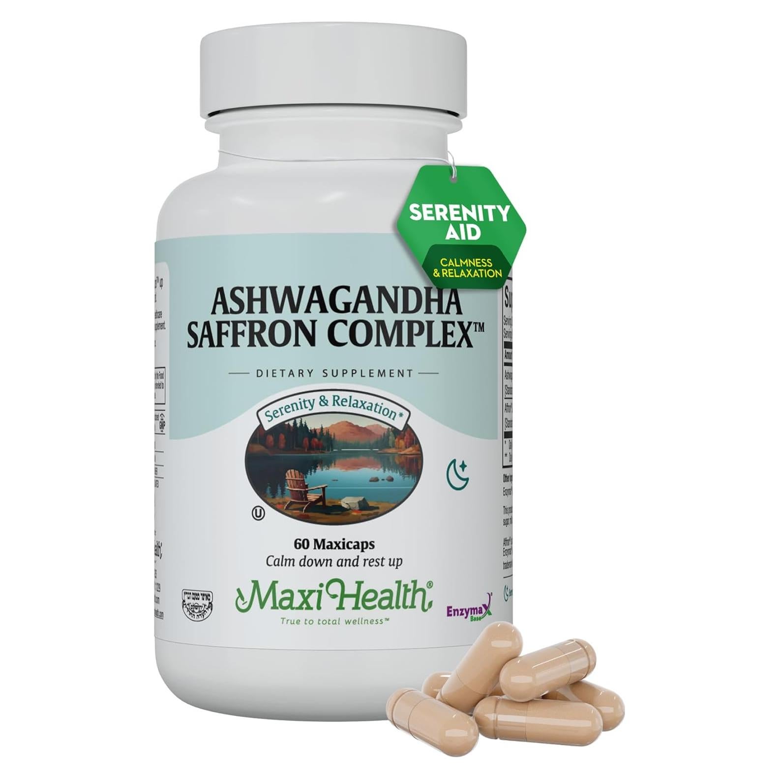 Complejo de Ashwagandha y Azafrán Maxi Health 600mg 60 Cápsulas
