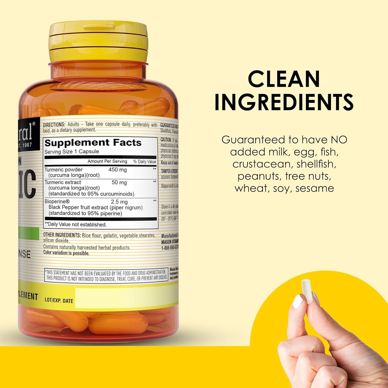 Cápsulas de Cúrcuma Mason Natural 500 mg con BioPerine - 60 Unidades