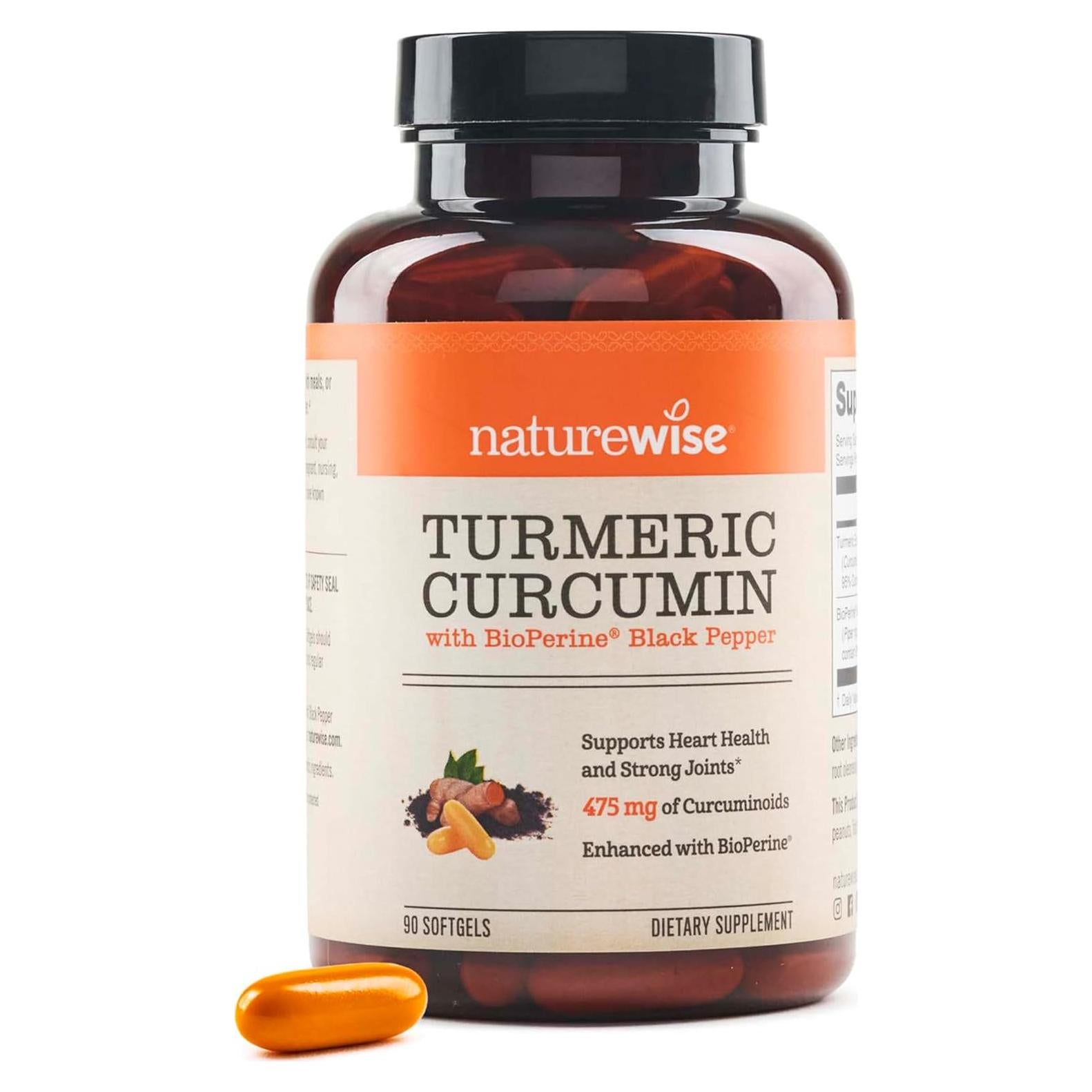 Suplemento de Cúrcuma Curcumina NatureWise 500mg 90 Softgels