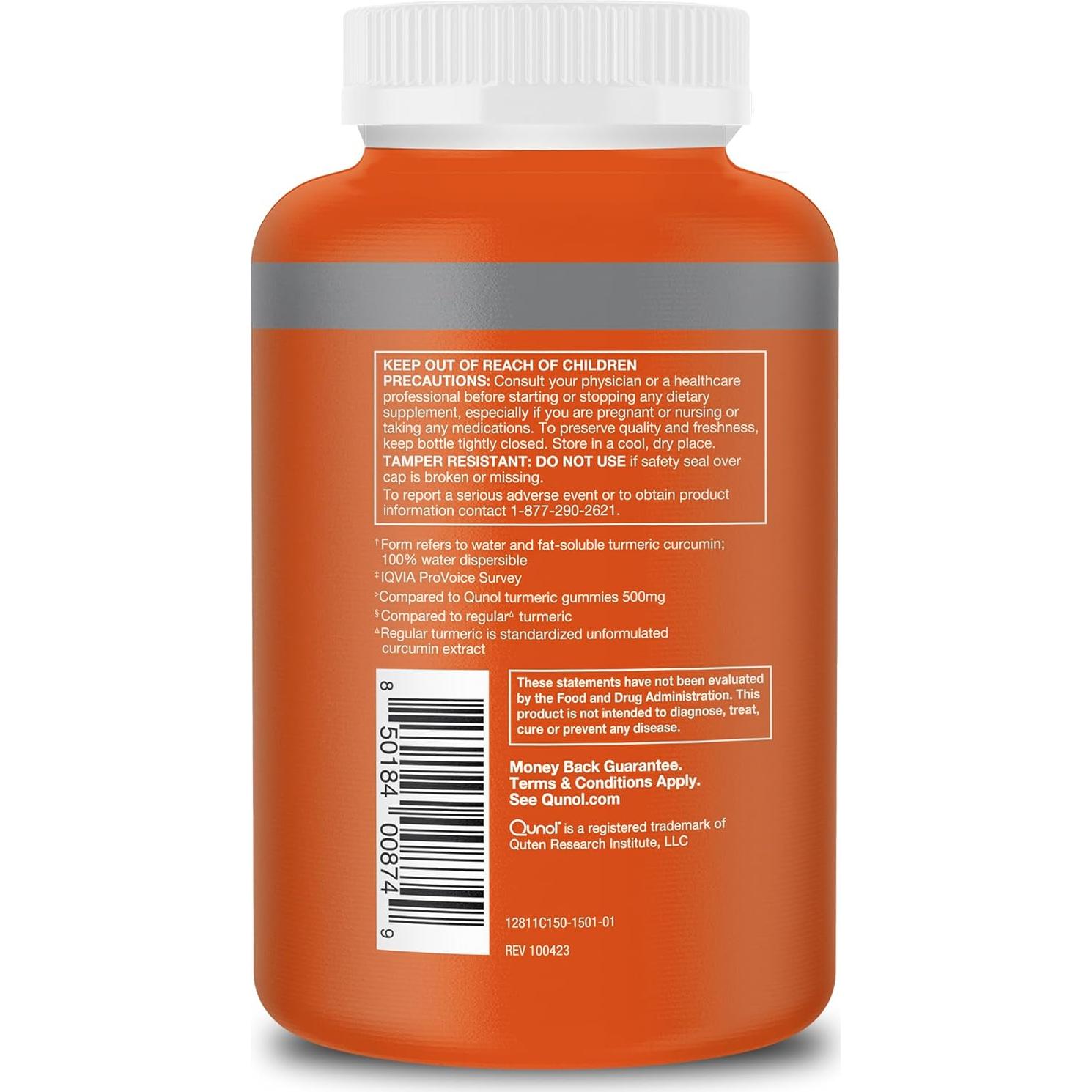 Suplemento de Cúrcuma Qunol Curcumina 1000mg 150 Cápsulas