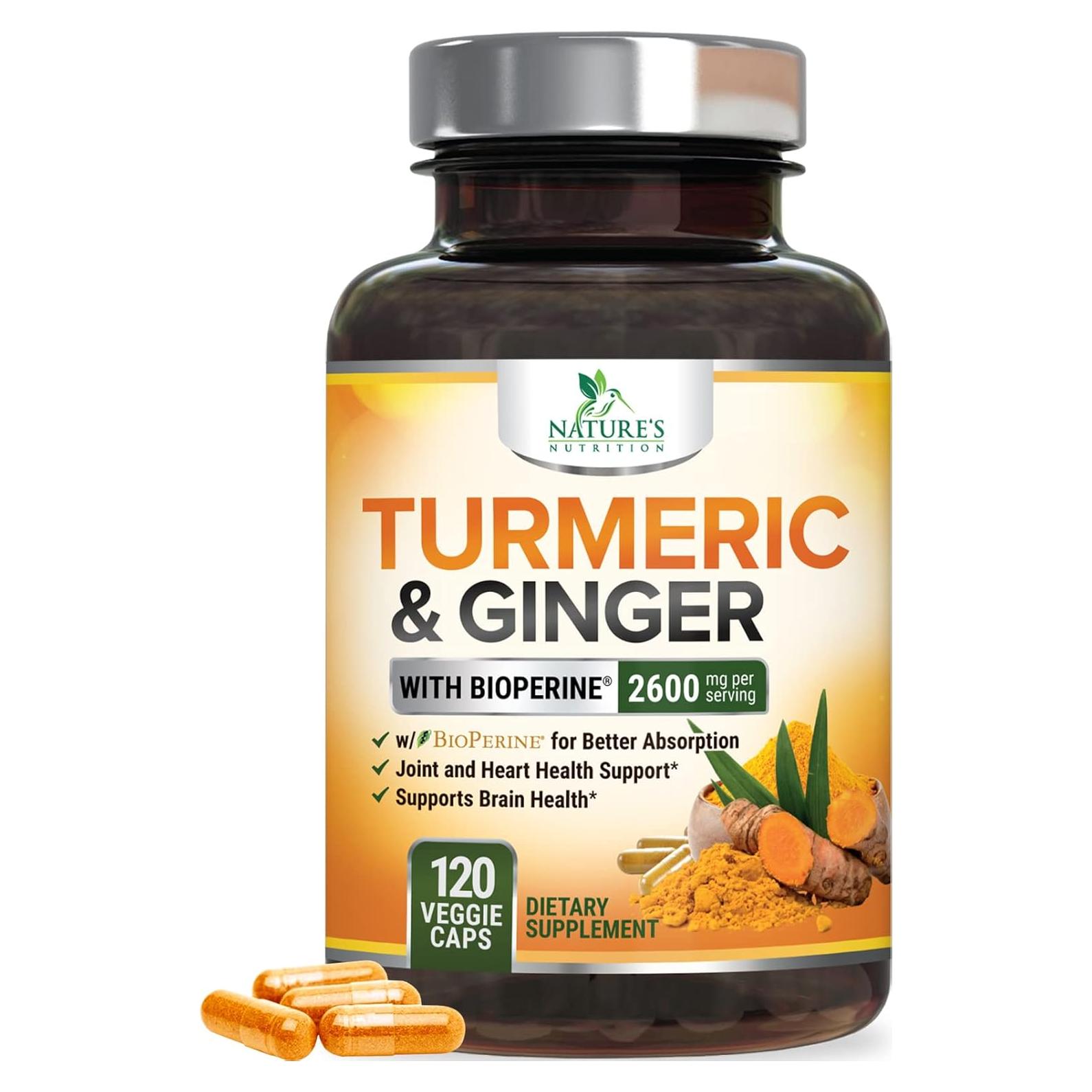 Suplemento de Cúrcuma Curcumina 2600mg Nature's Nutrition - 120 Cápsulas Veganas