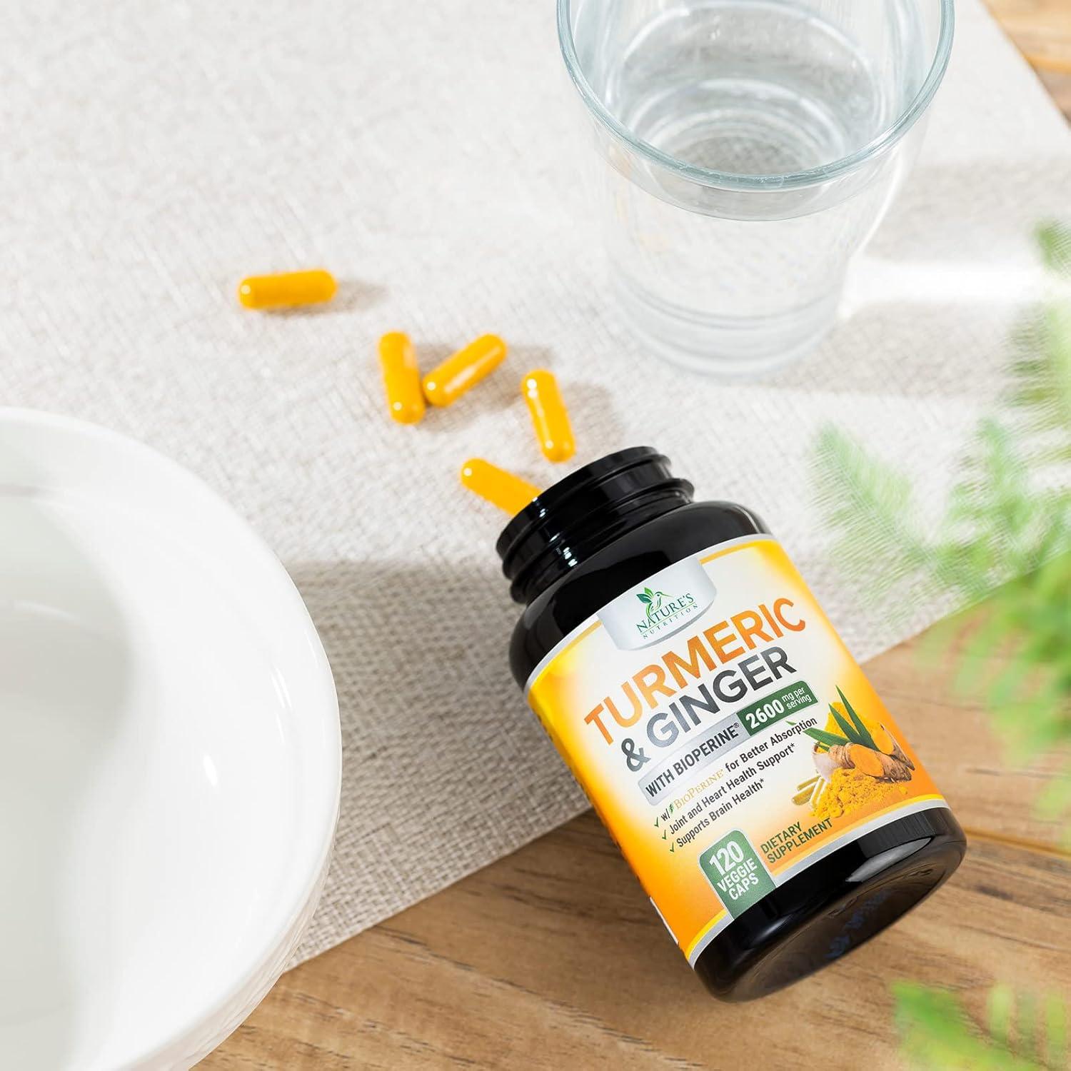 Suplemento de Cúrcuma Curcumina 2600mg Nature's Nutrition - 120 Cápsulas Veganas