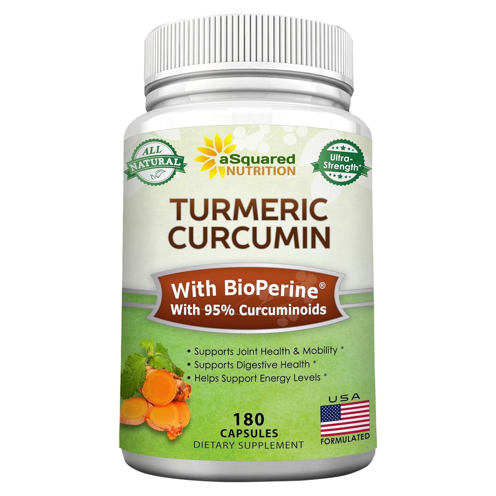 Cápsulas de Cúrcuma Curcumina 1600mg aSquared Nutrition - 180 Unidades