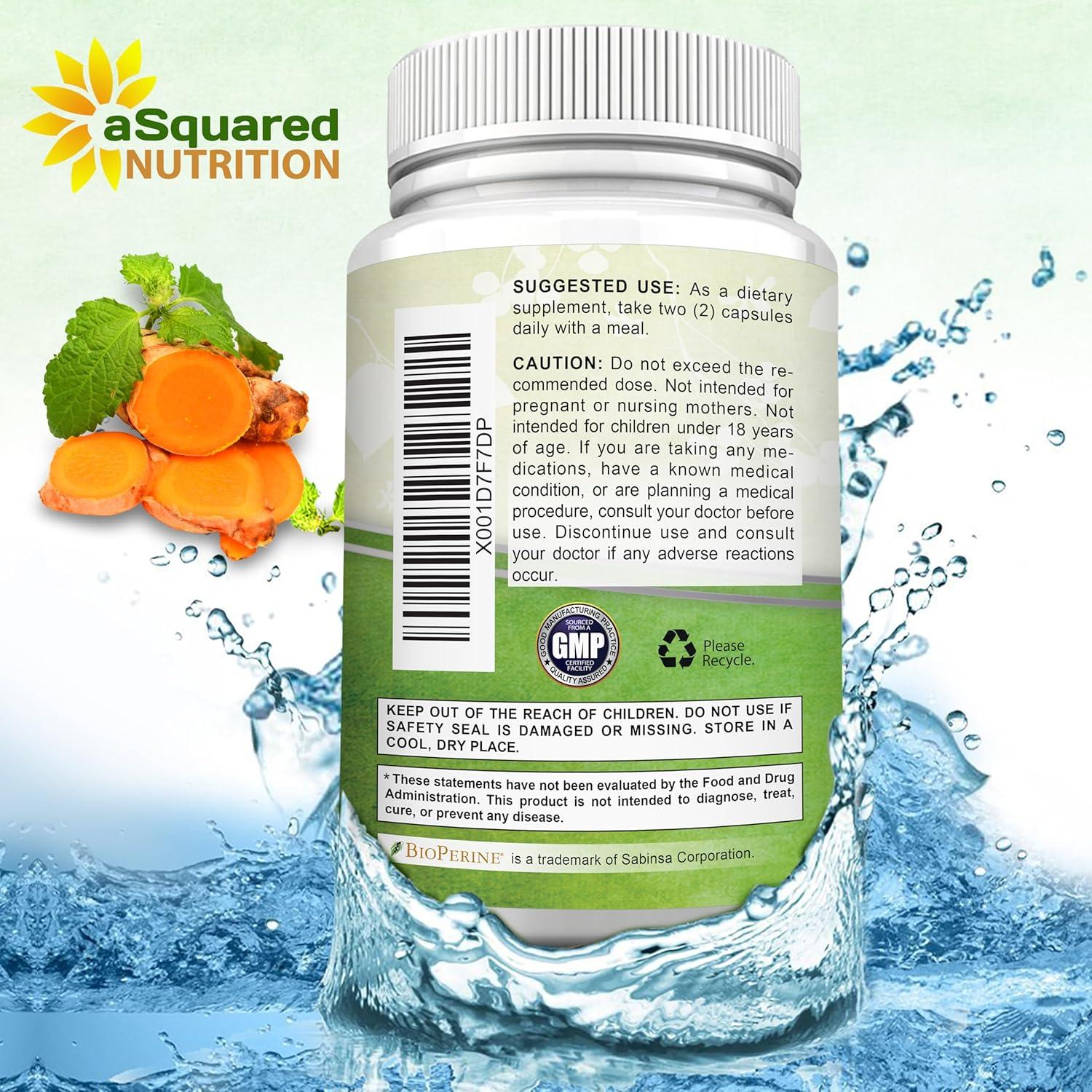 Cápsulas de Cúrcuma Curcumina 1600mg aSquared Nutrition - 180 Unidades