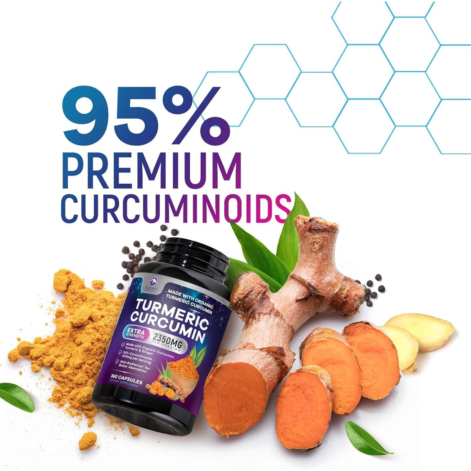 Suplemento de Cúrcuma Curcumina 2350mg Nature's Peak - 360 Cápsulas Veganas