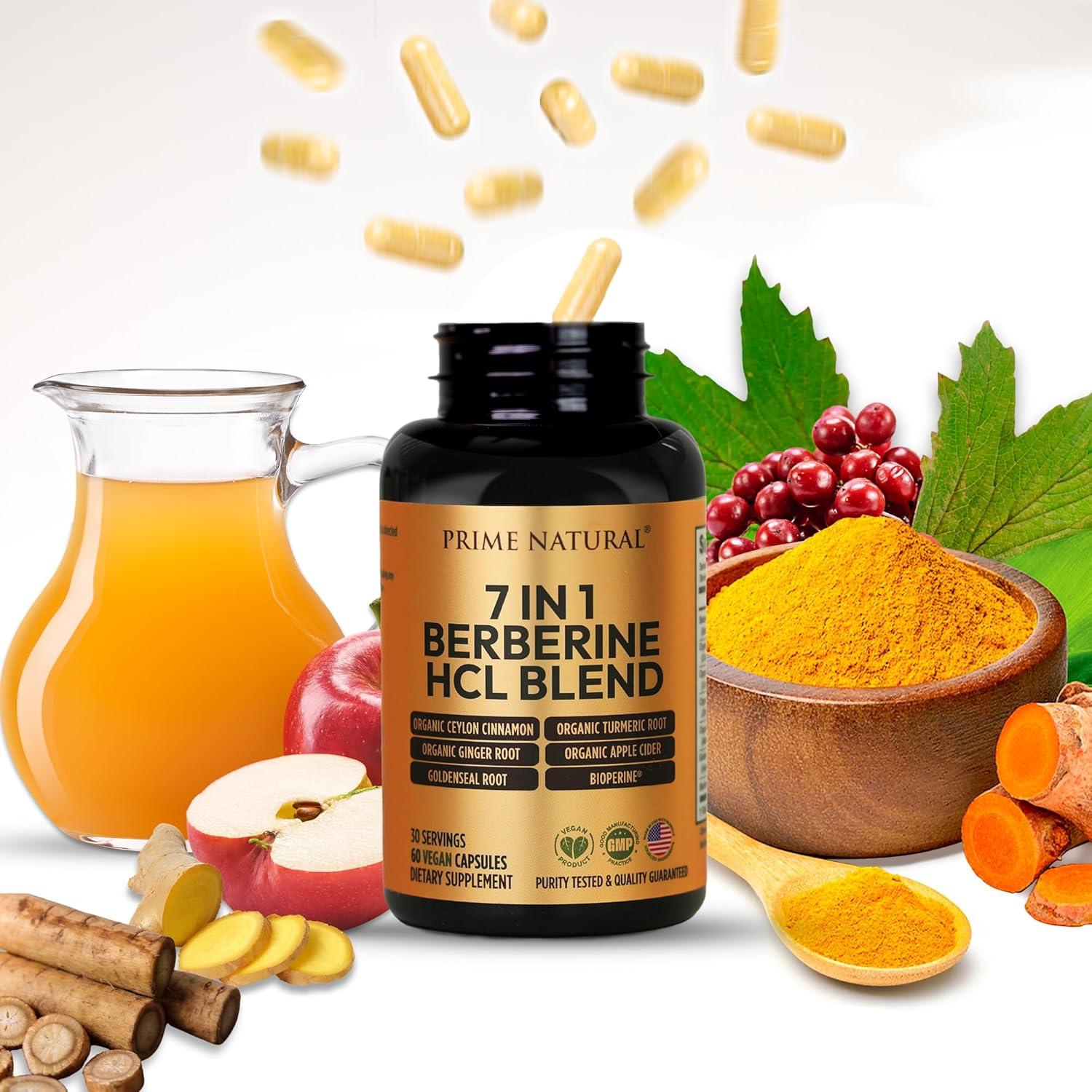 Suplemento Natural Prime Berberina HCl 600mg 60 Cápsulas