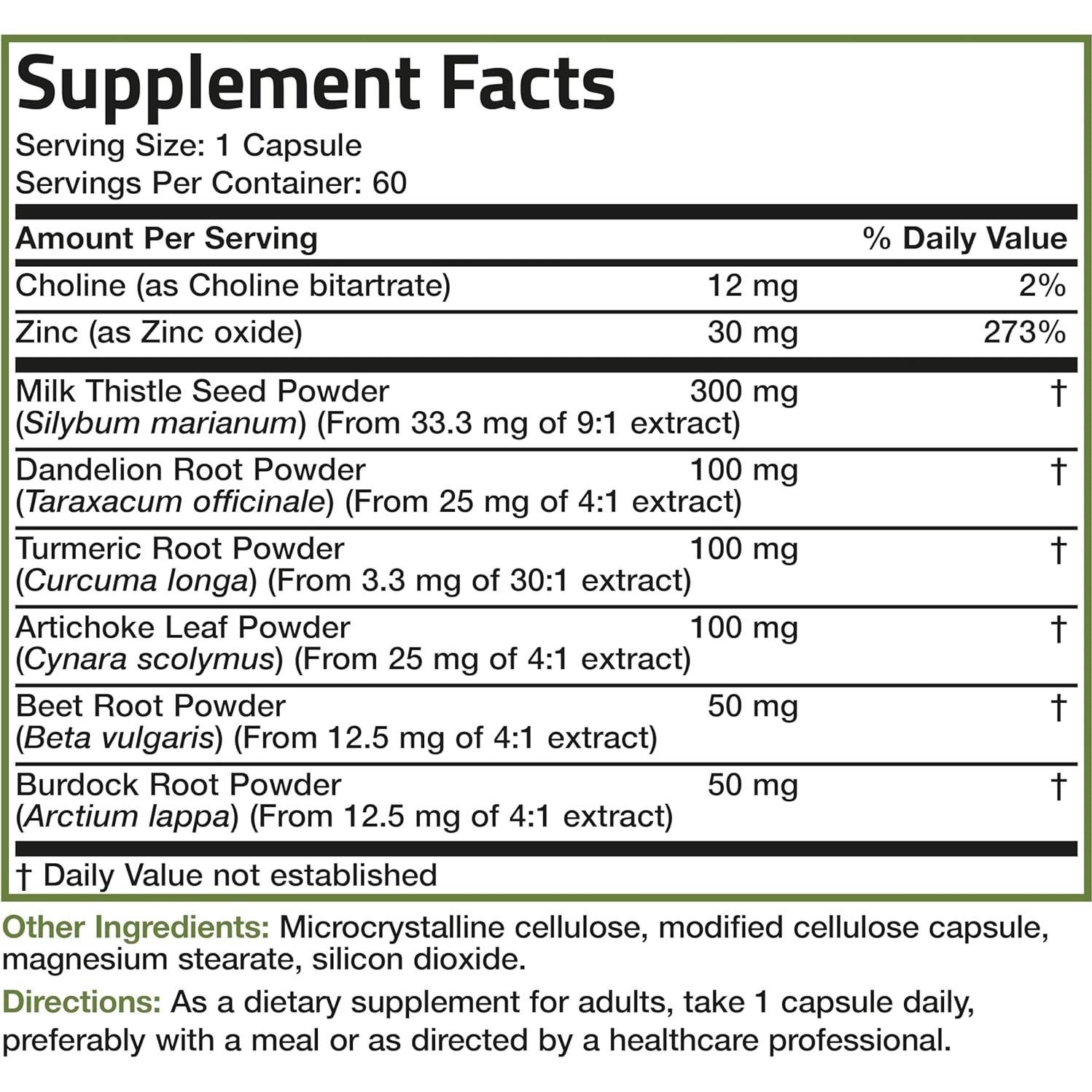 Bronson Detoxificación del Hígado 60 Cápsulas Vegetarianas