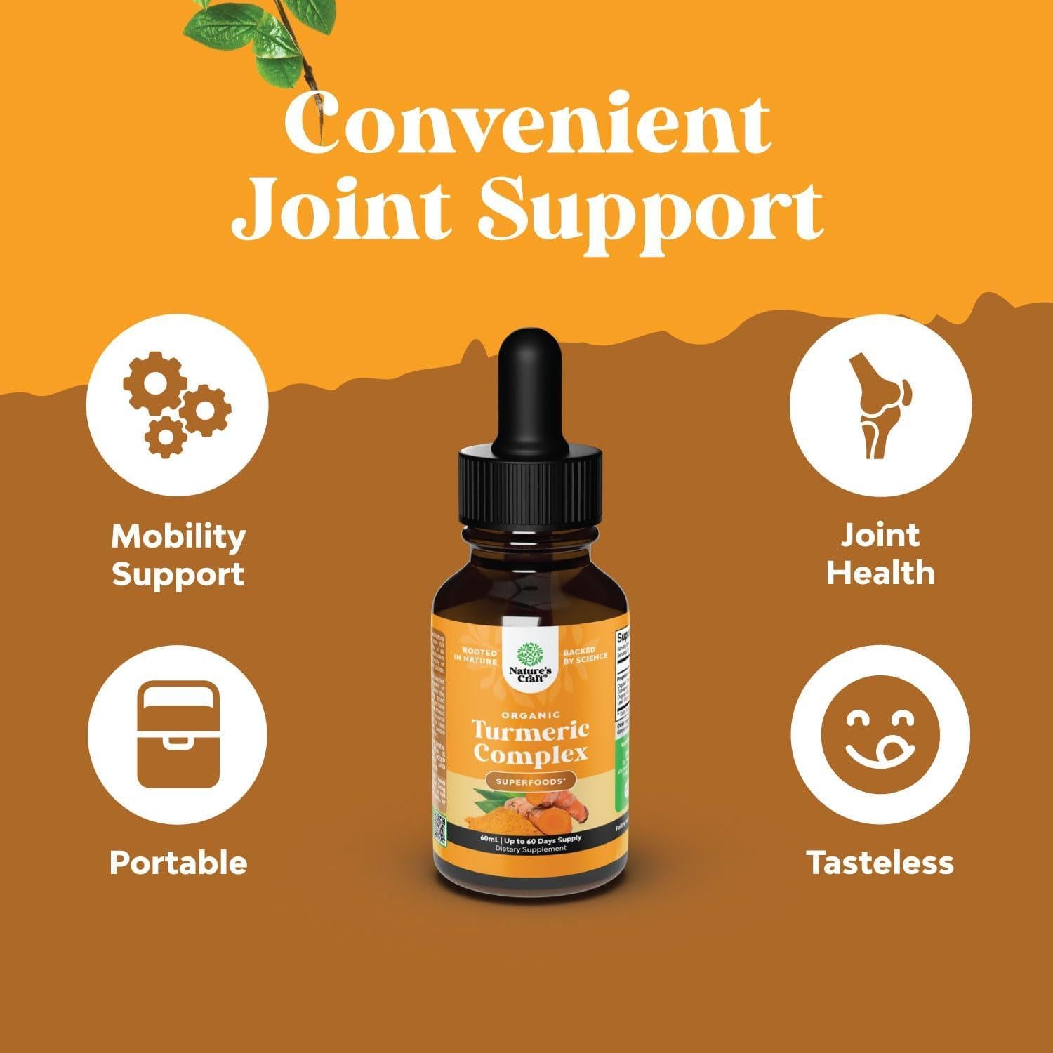 Gotas de Cúrcuma Orgánica Natures Craft 60ml - Antiinflamatorio