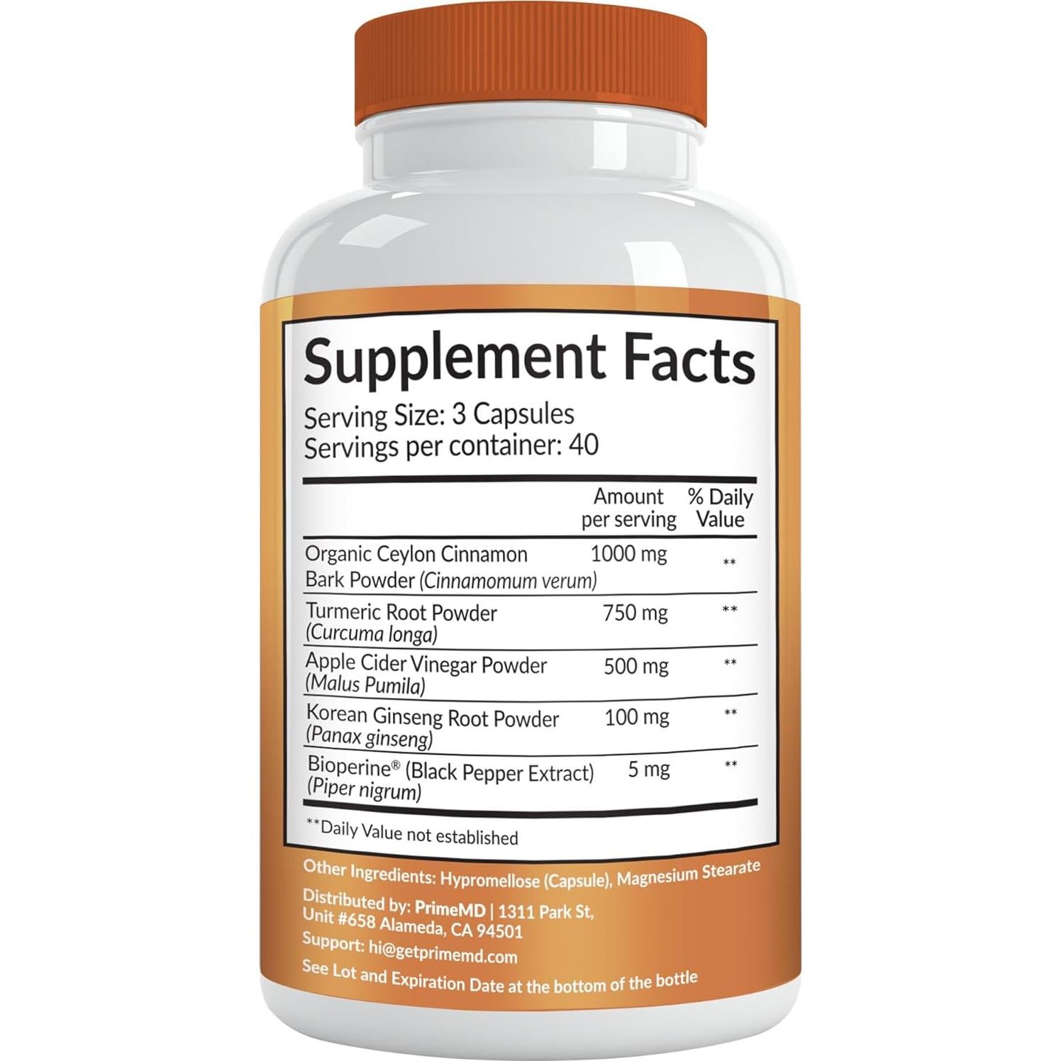 Cápsulas de Canela de Ceilán PrimeMD 2355mg 120 ct