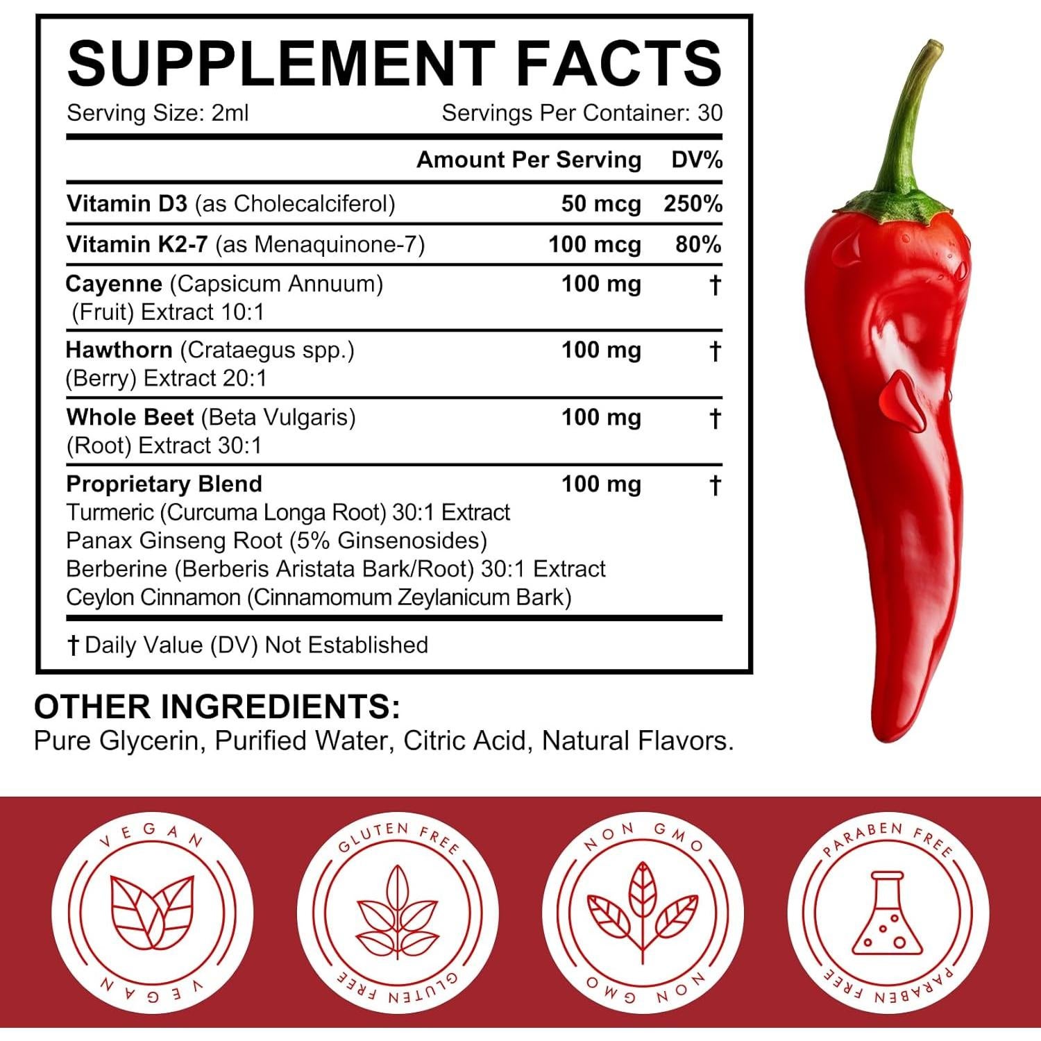 Suplemento Líquido Gotas de Pimienta de Cayena Daiasns 150ml