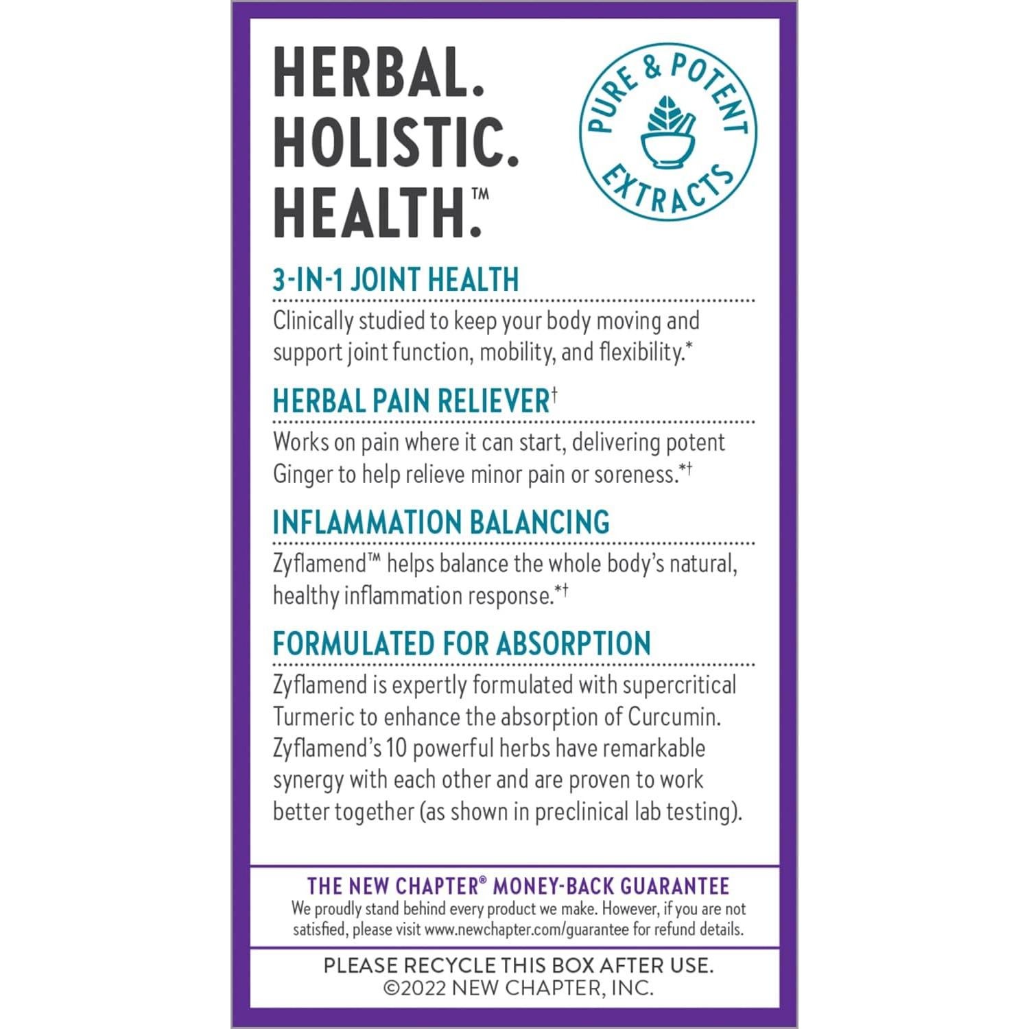Zyflamend New Chapter Suplemento Herbal para Articulaciones 60 Cápsulas