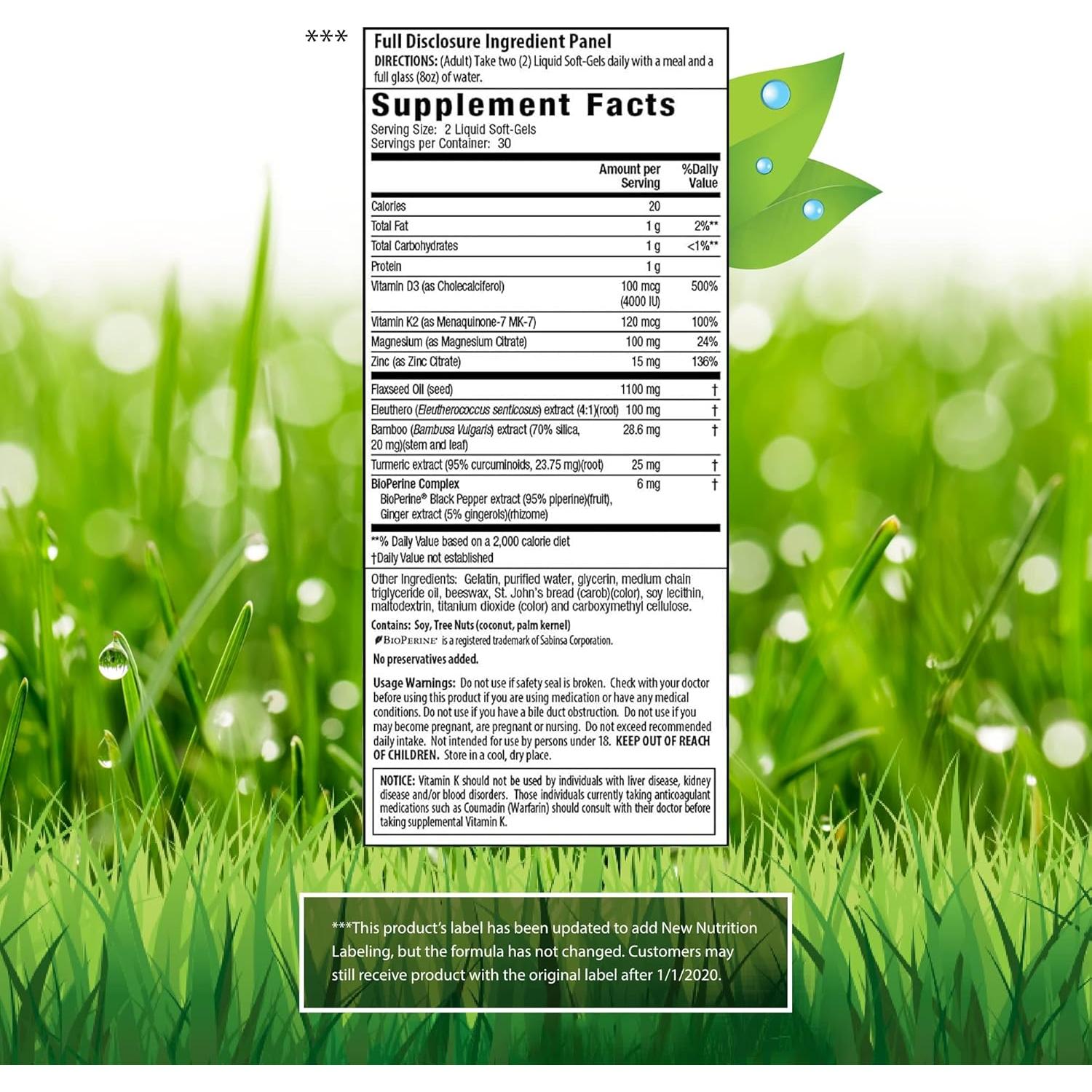 Irwin Naturals Mega D3 y K2 + Cúrcuma 60 Cápsulas Blandas