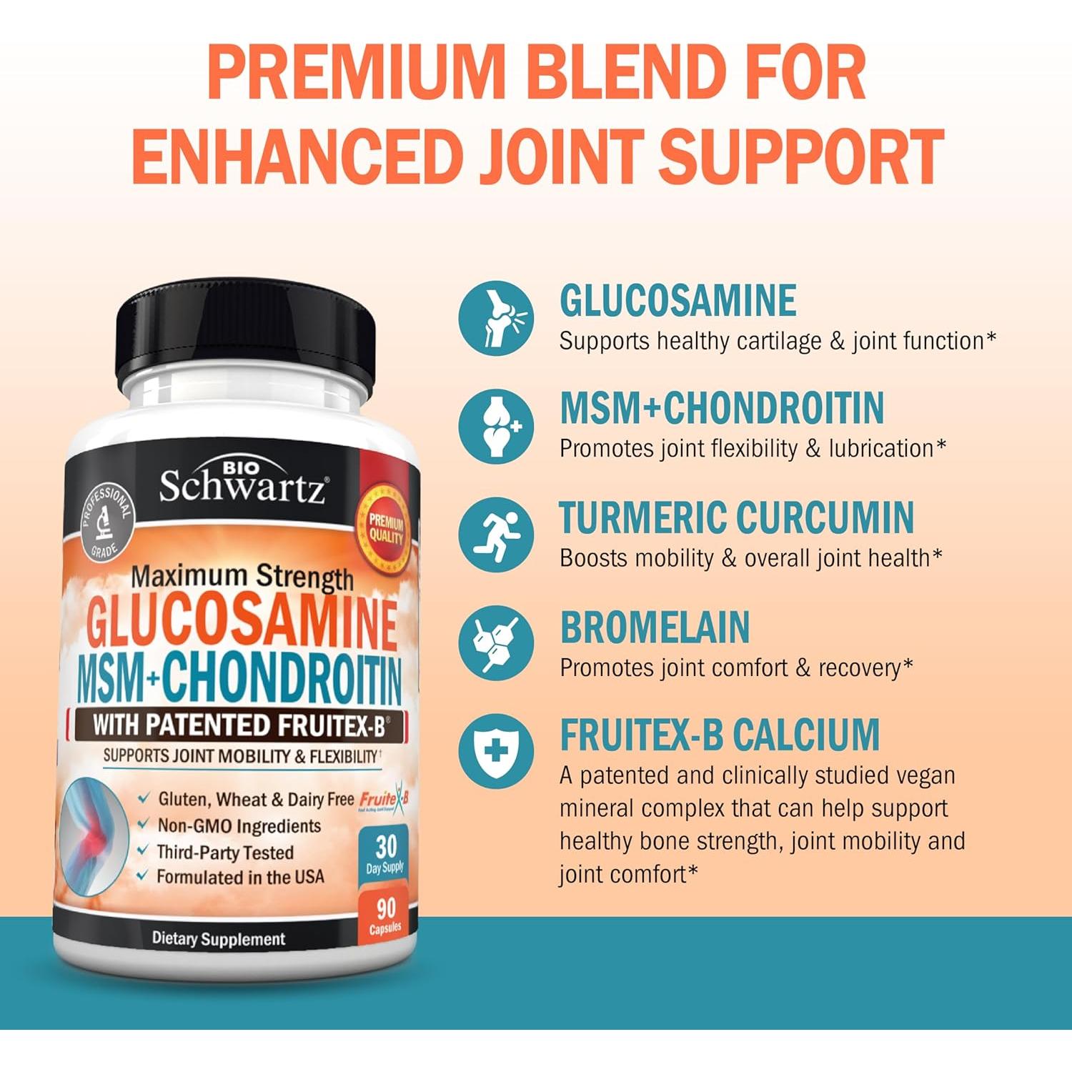 Suplemento Articular BioSchwartz 90 Cápsulas Glucosamina