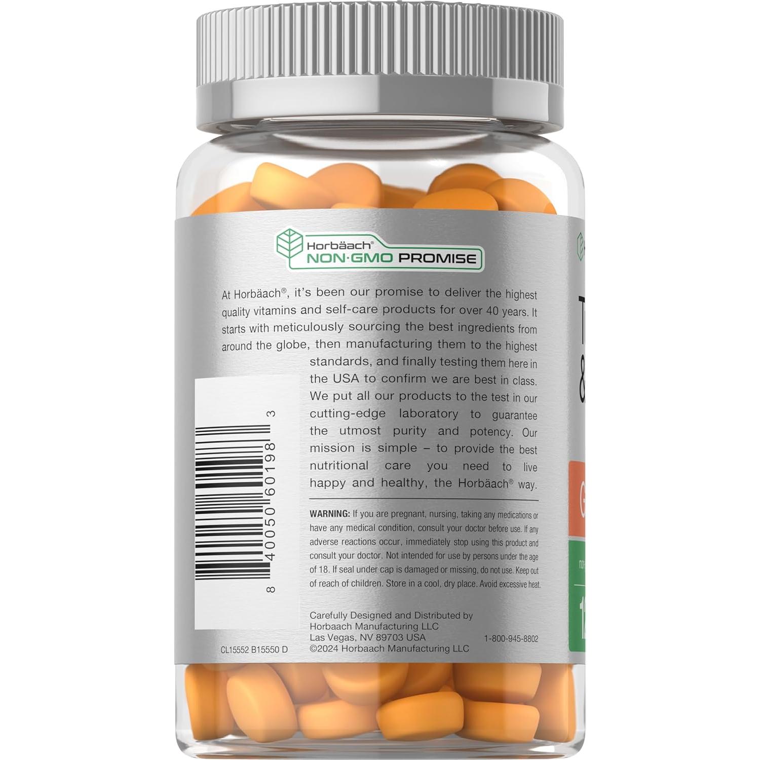 Gomitas Veganas de Cúrcuma y Jengibre Horbaach 120 Unidades