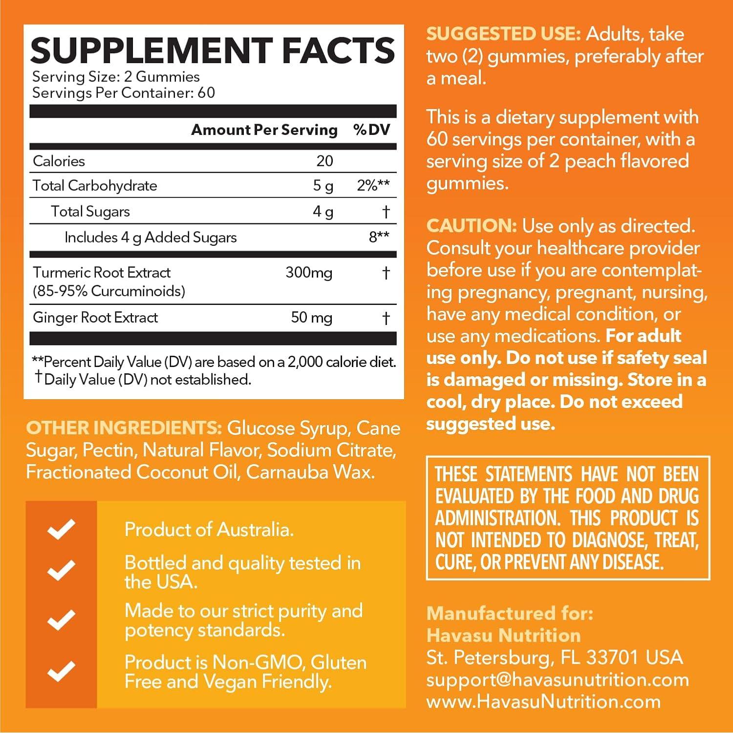 Gomitas de Cúrcuma y Jengibre Havasu - 120 Unidades Veganas