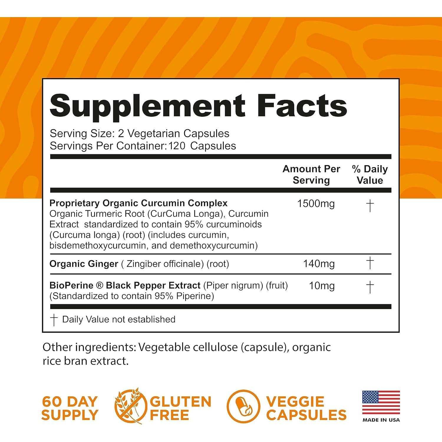 Cápsulas de Cúrcuma Curcumina FineVine 120 Unidades con BioPerine