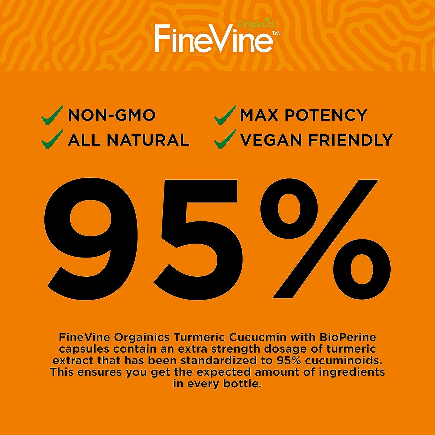 Cápsulas de Cúrcuma Curcumina FineVine 120 Unidades con BioPerine