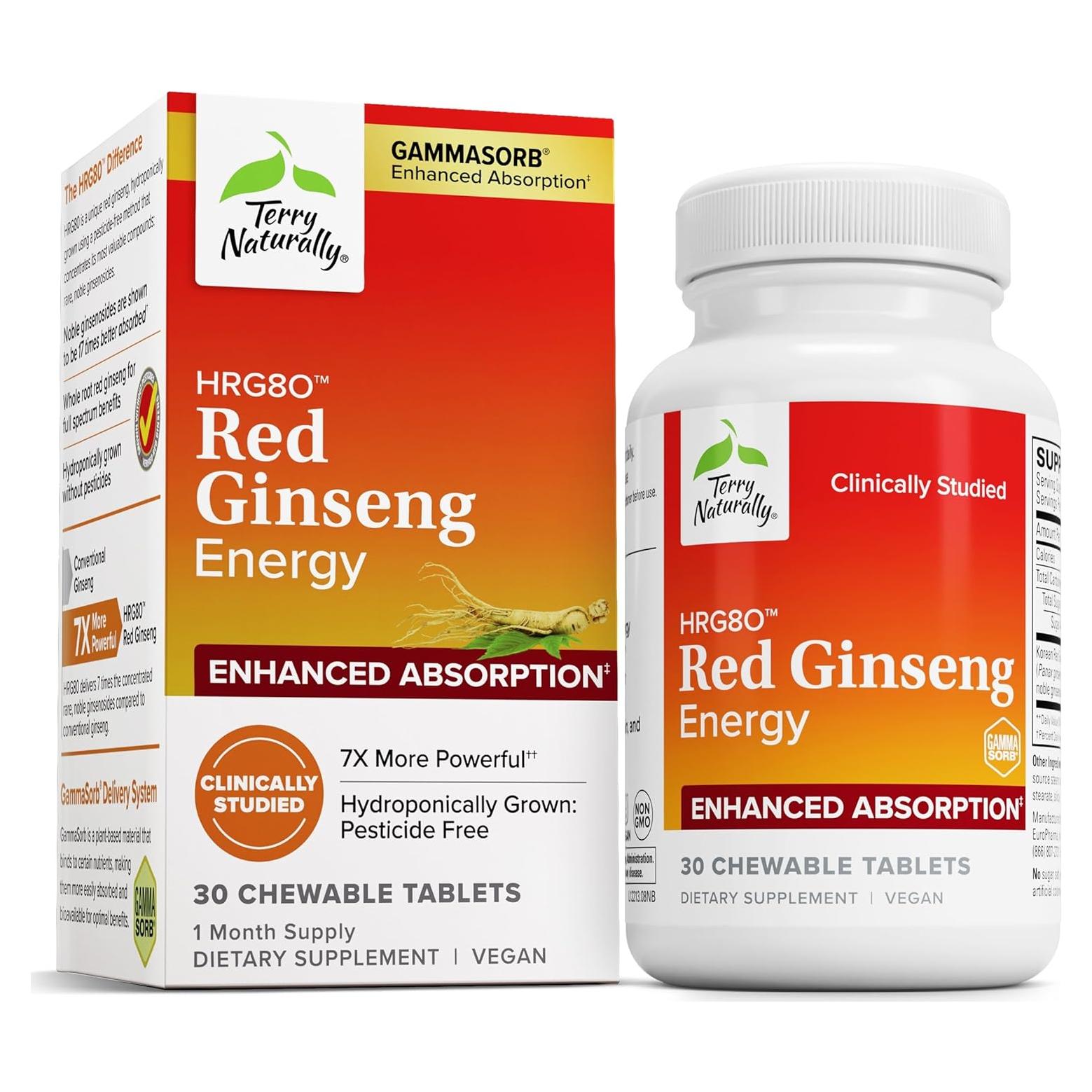 Suplemento Energético Terry Naturally Ginseng Rojo 30 Tabletas