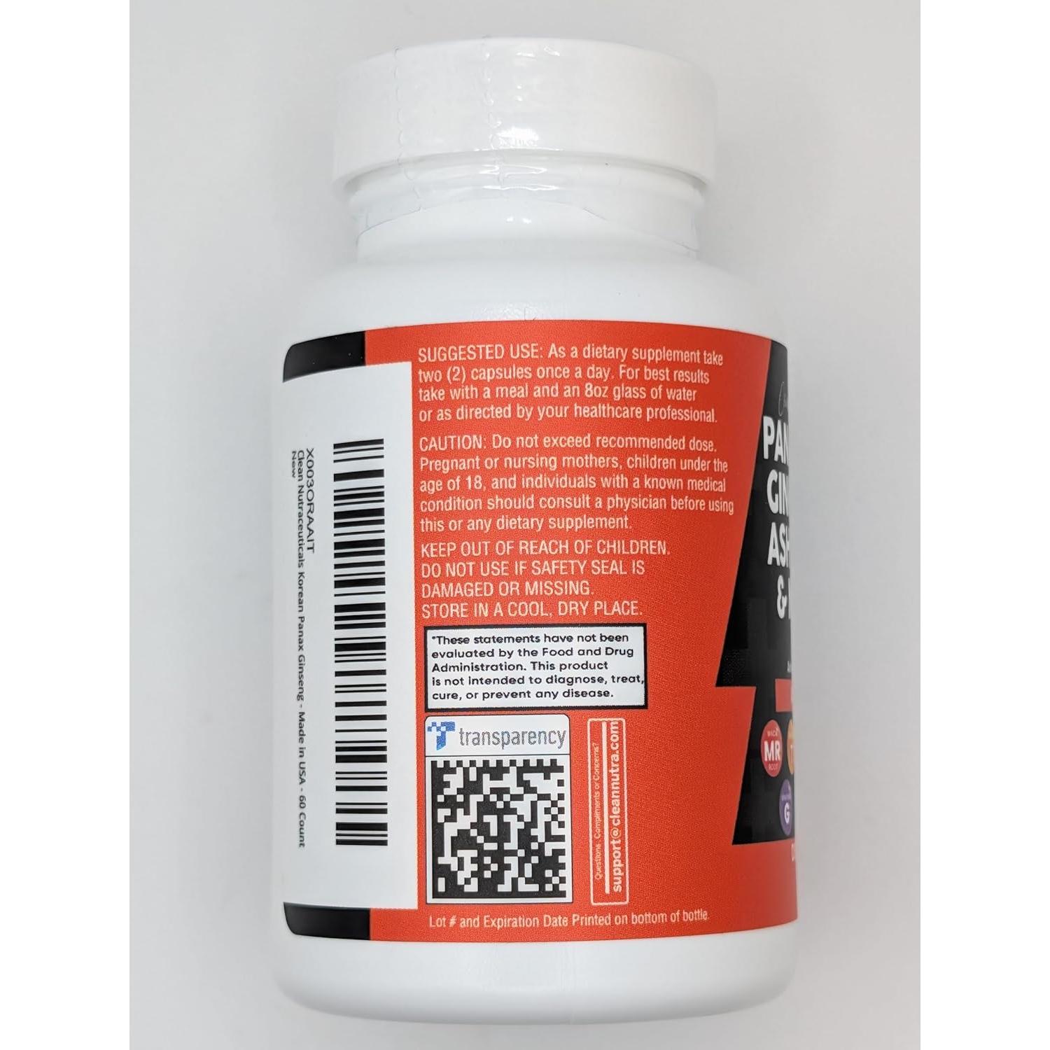 Suplemento Clean Nutraceuticals Ginseng y Ginkgo Biloba 60 Cápsulas