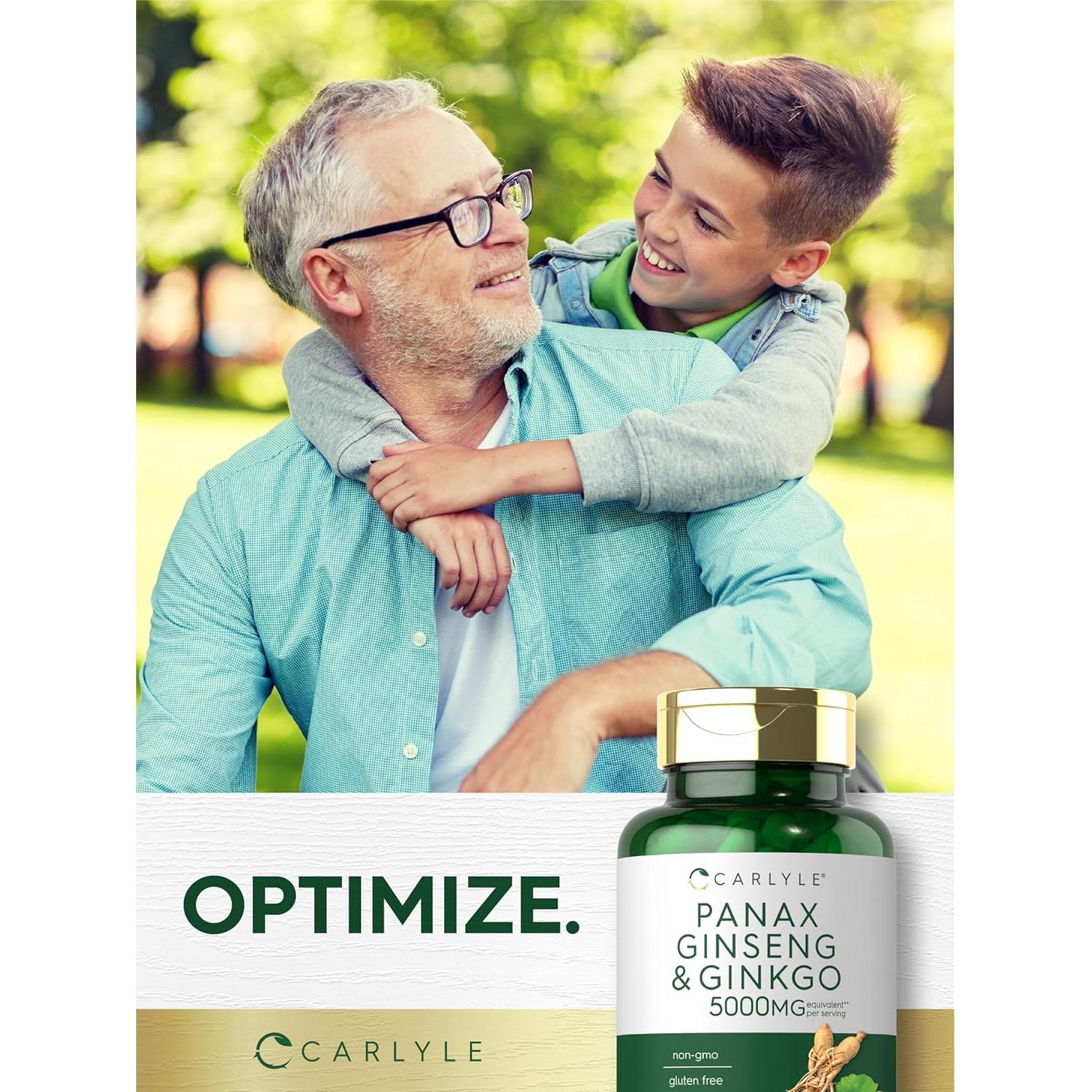 Cápsulas Vegetarianas Carlyle Ginseng y Ginkgo 5000mg - 120 Unidades